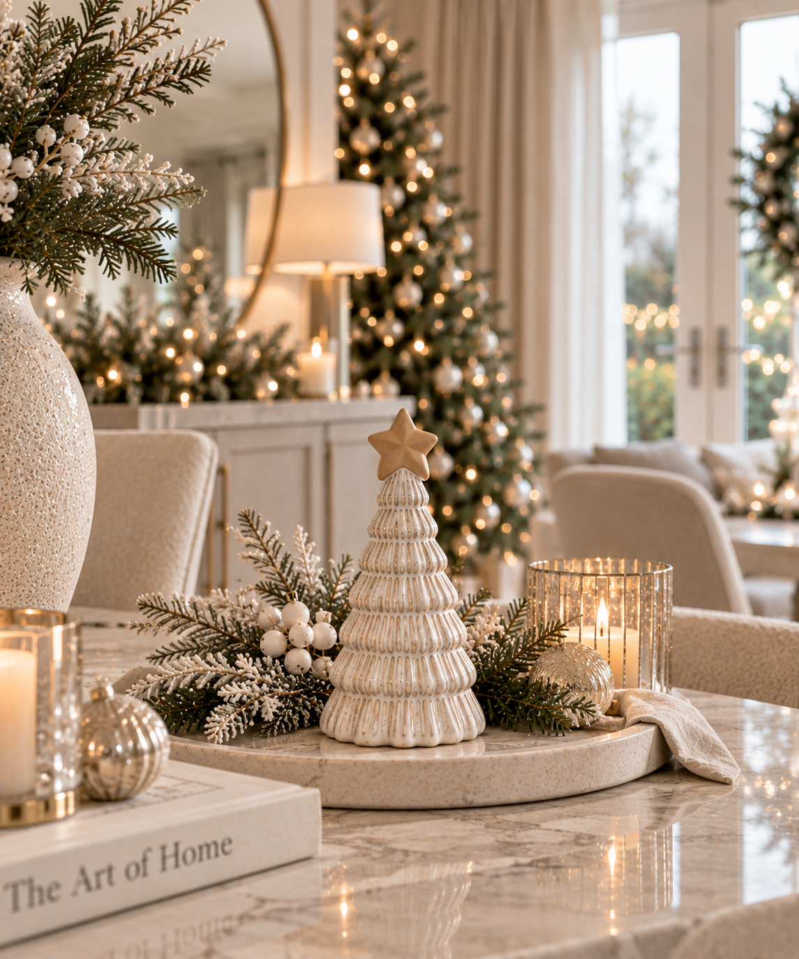Noel Ivory Ceramic Christmas Tree with Star