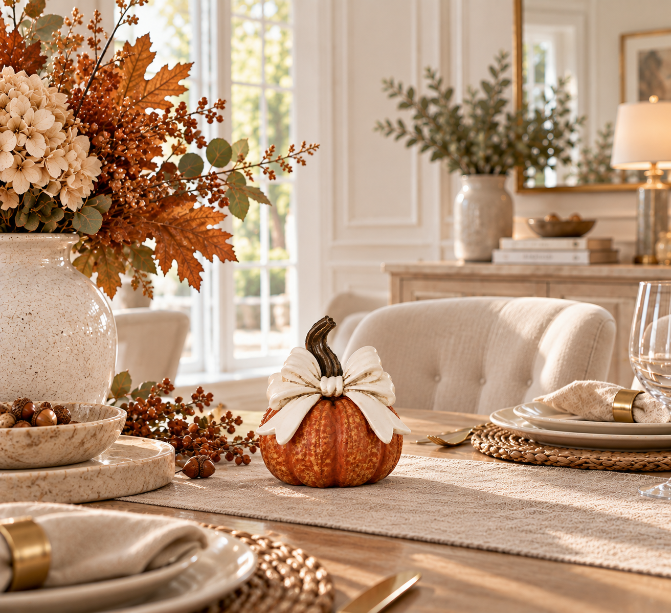 Autumn Pumpkin with Bow