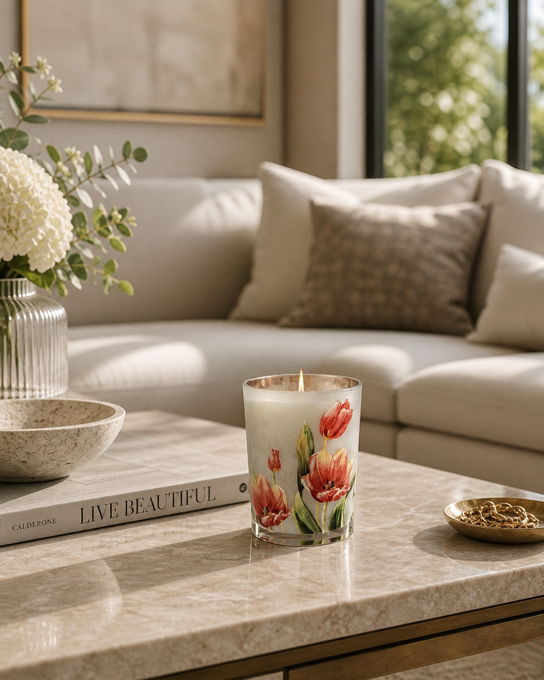 🌷 Tulip Frosted Glass Candle Jar