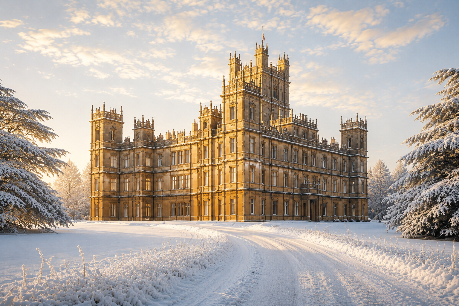 Cinematic Winter Splendours | Highclere Castle | Luxury Framed Wall Art