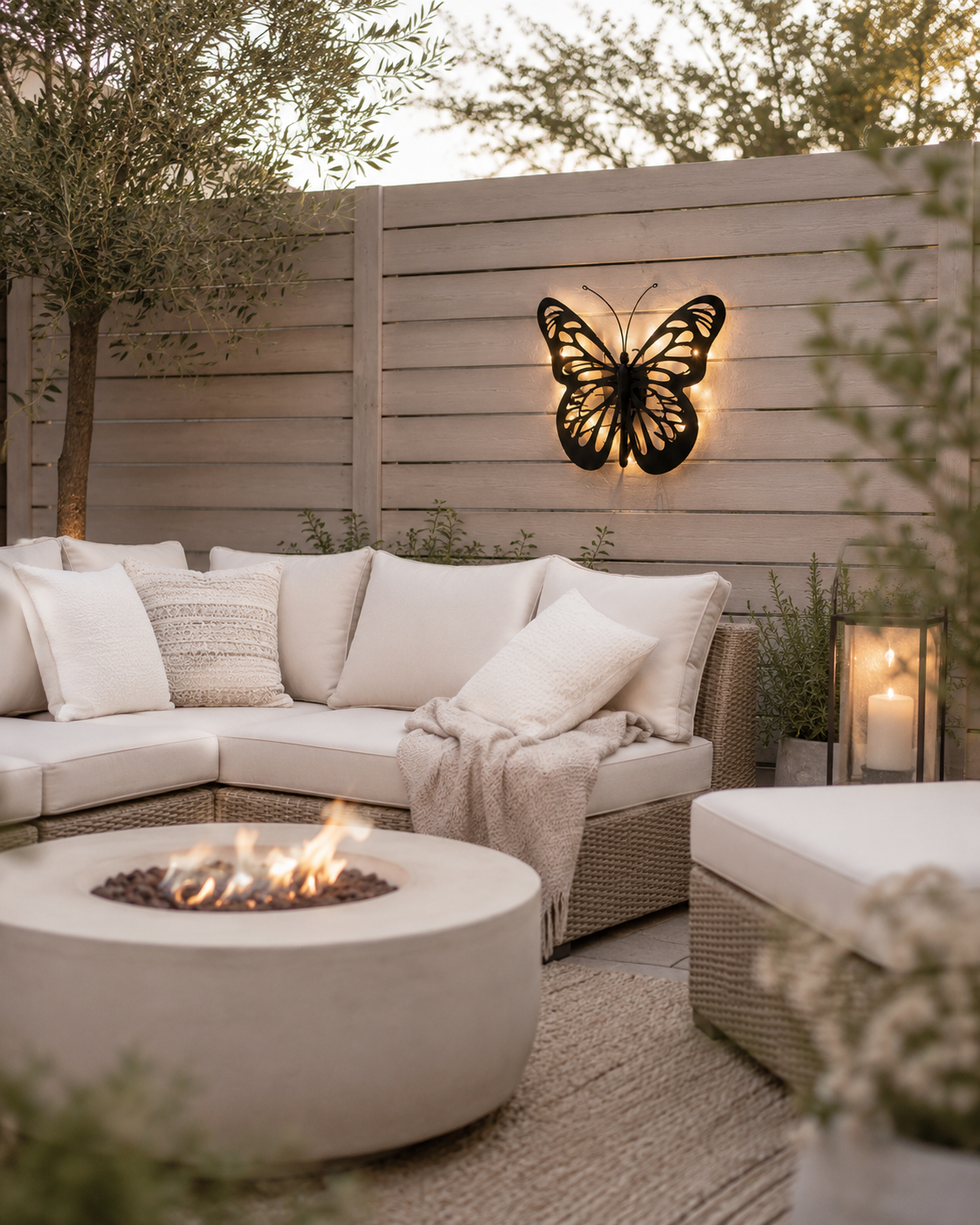 Solar Butterfly Wall Art with Warm White LED Lights