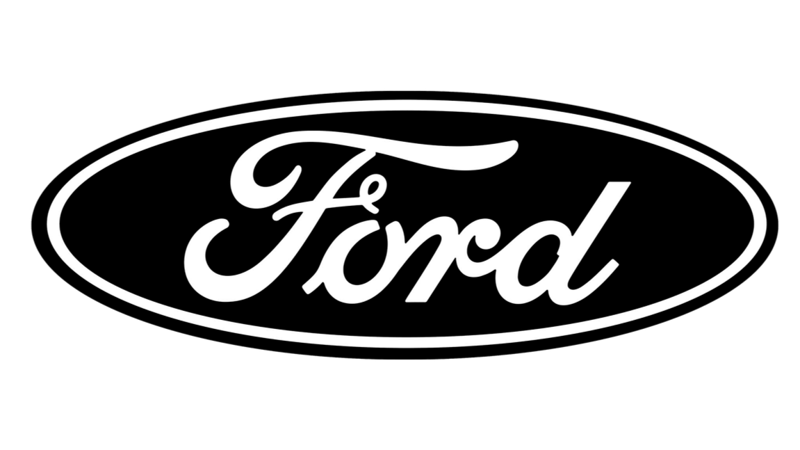 Black and white Ford logo with the word 'Ford' in cursive inside an oval shape.