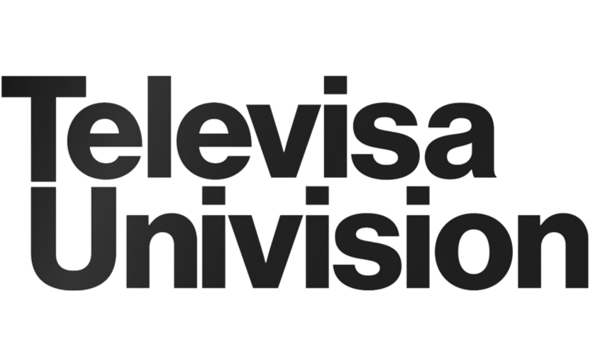 Televisa Unvision logo in black text with overlapping letters on a transparent background.