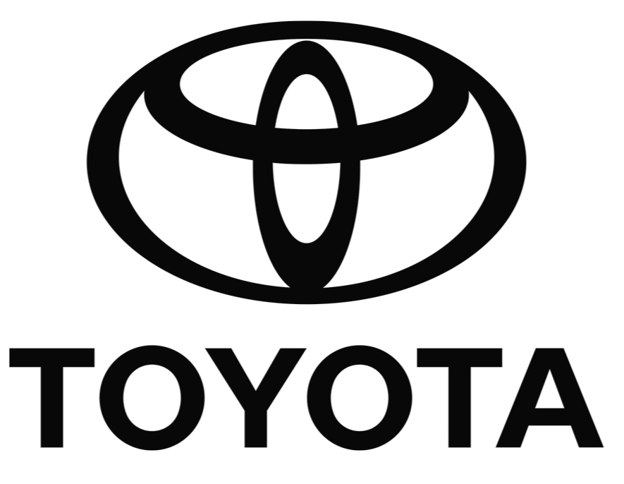 Black and white Toyota logo with the word 'TOYOTA' below it.