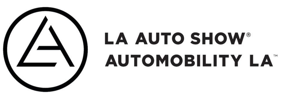 Logo for LA Auto Show, also known as Automotive LA, with a circular design featuring a stylized 'A' and text describing the event.