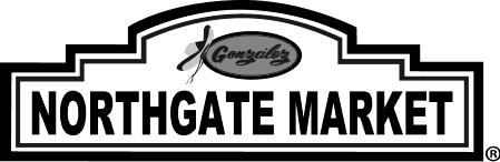 Sign for Northgate Market with Gonzalaz logo and a small decorative branch