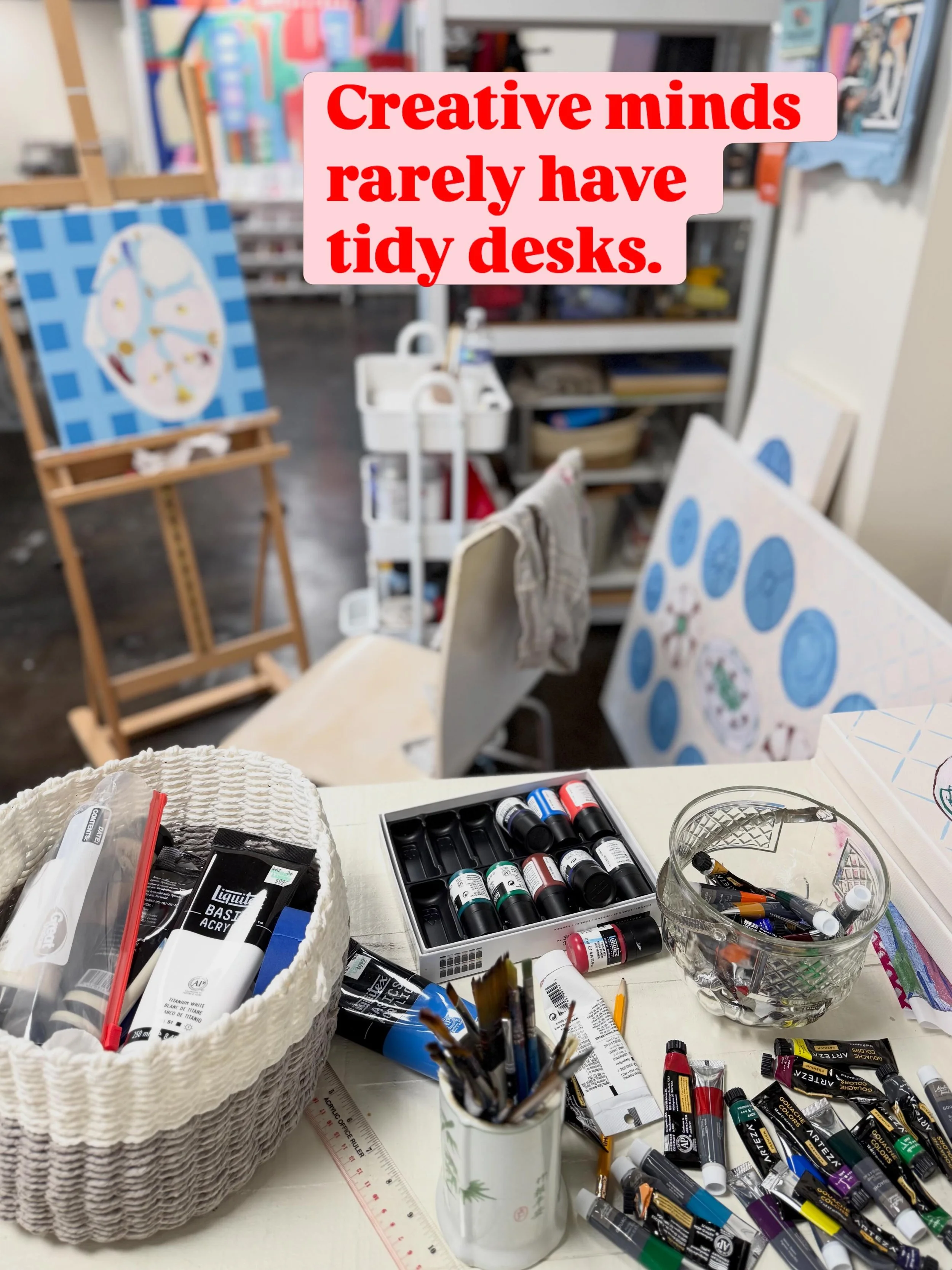 There is a beautiful kind of freedom in a messy, active workspace. Happy Friday from my messy space. 😍