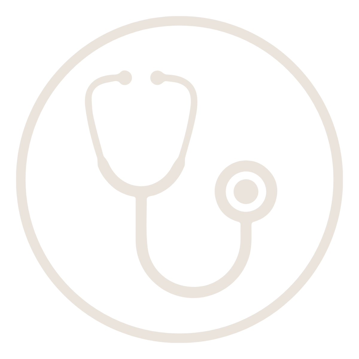 Icon of a stethoscope inside a circular border.