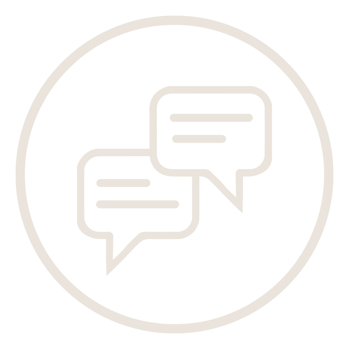 Icon of two speech bubbles representing conversation or communication.