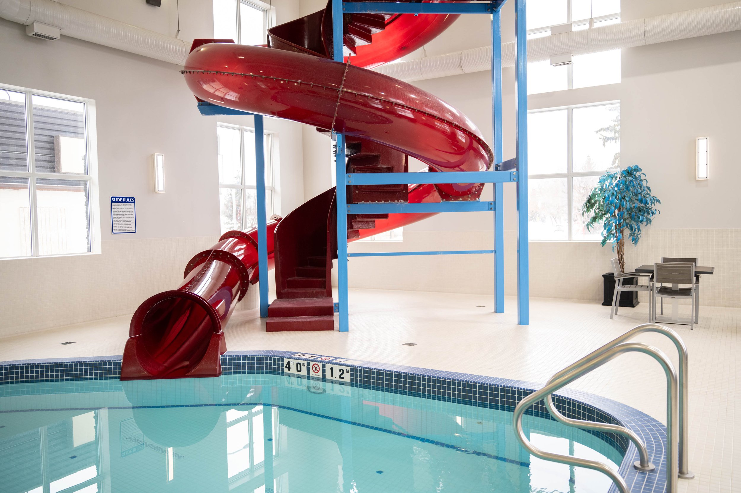 Waterslide, pool, hot tub for families