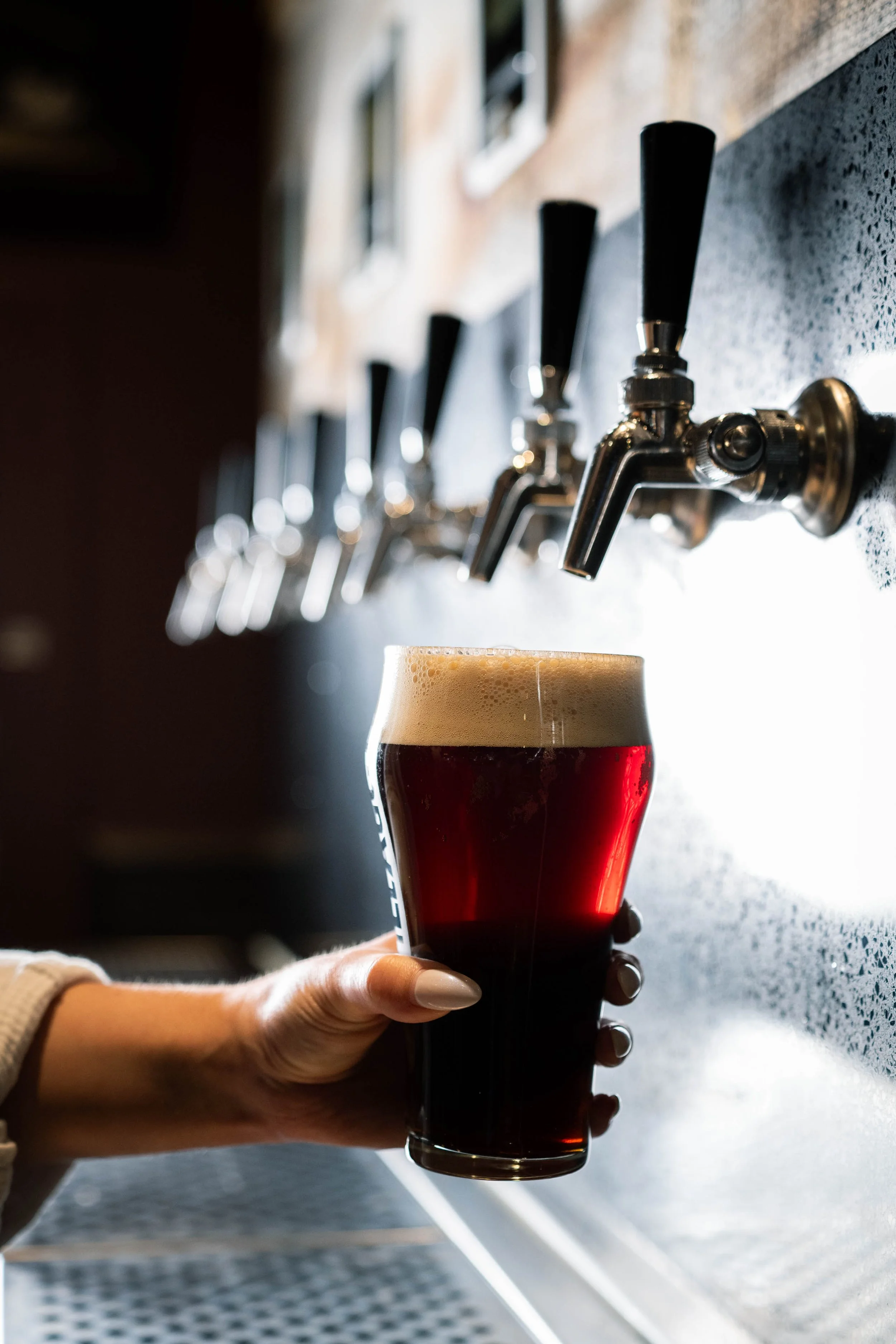 Freshly poured beer from the Barney's Pub & Grill self-serve beer wall located in Best Western Plus Edmonton Airport Hotel