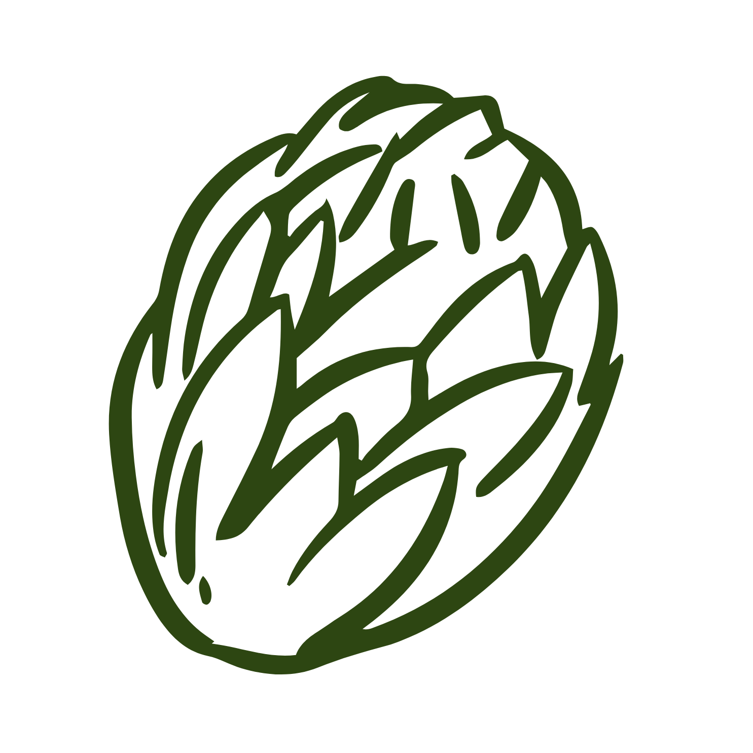 Outline of an artichoke with detailed inner leaves