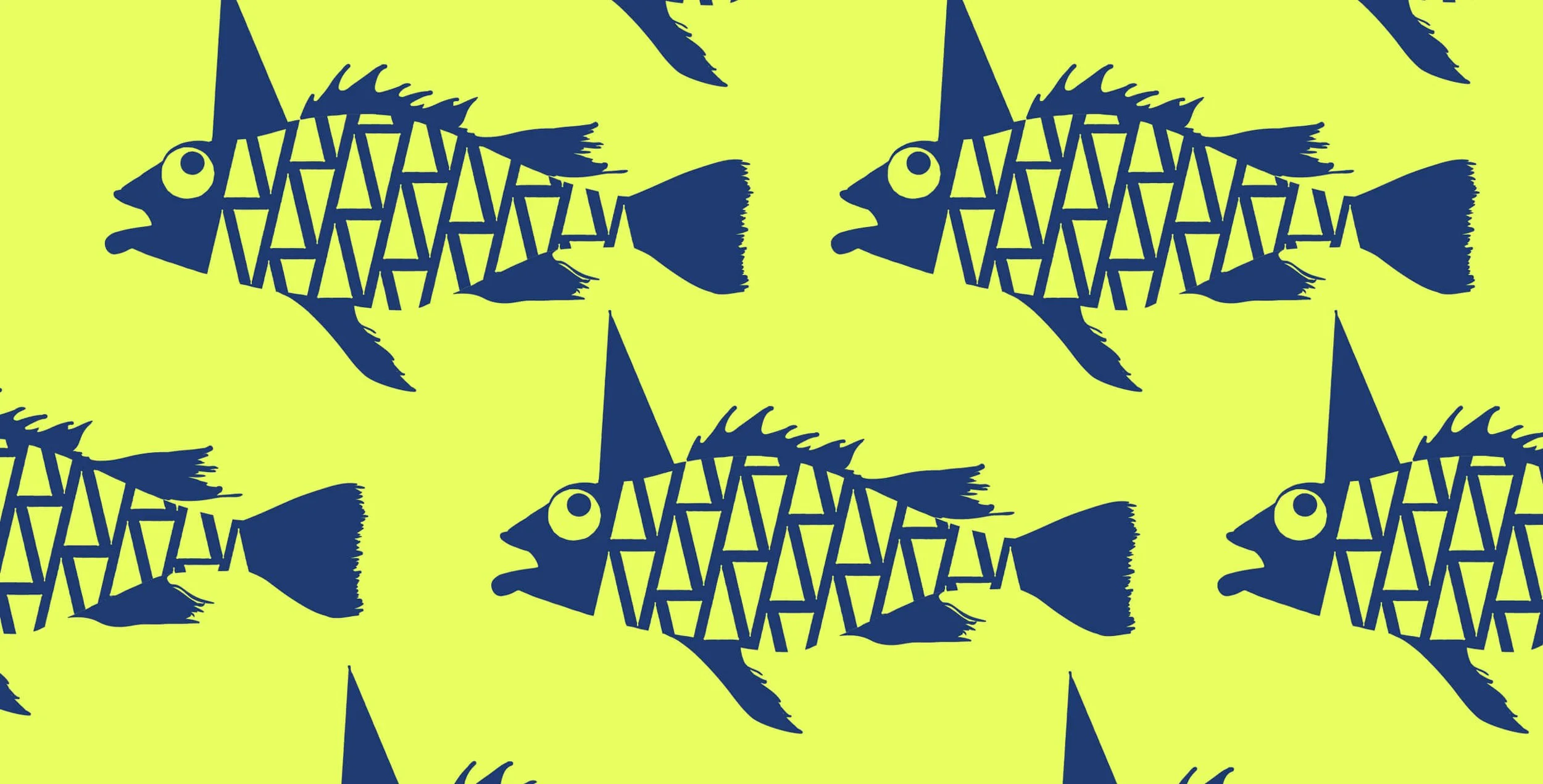 whimsical idiot fish illustration for outcast sustainable canned seafood branding and packaging