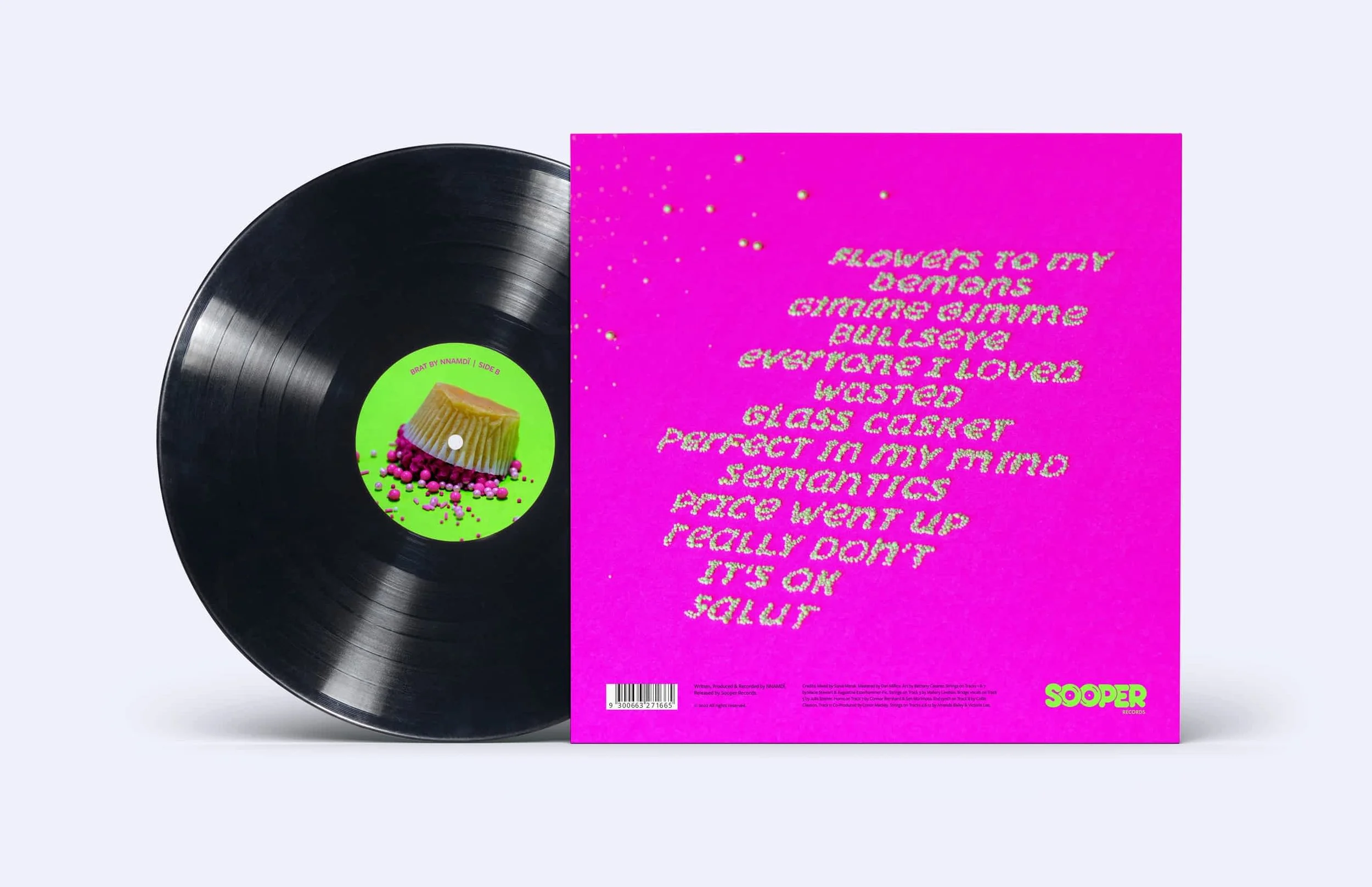 indie album back cover with tracks listings in handmade sprinkle lettering