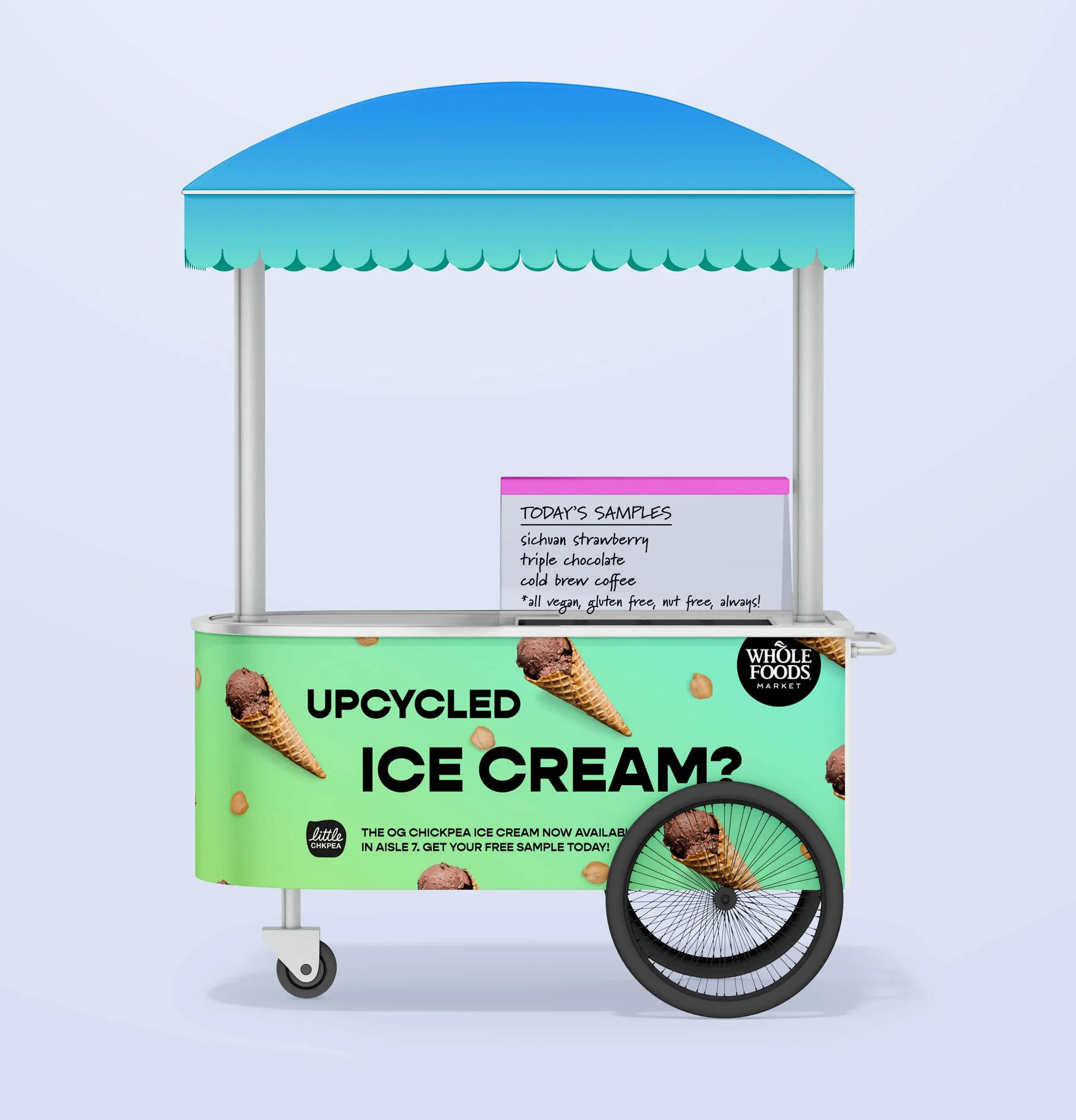 branded ice cream cart for little chickpea upcycled ice cream