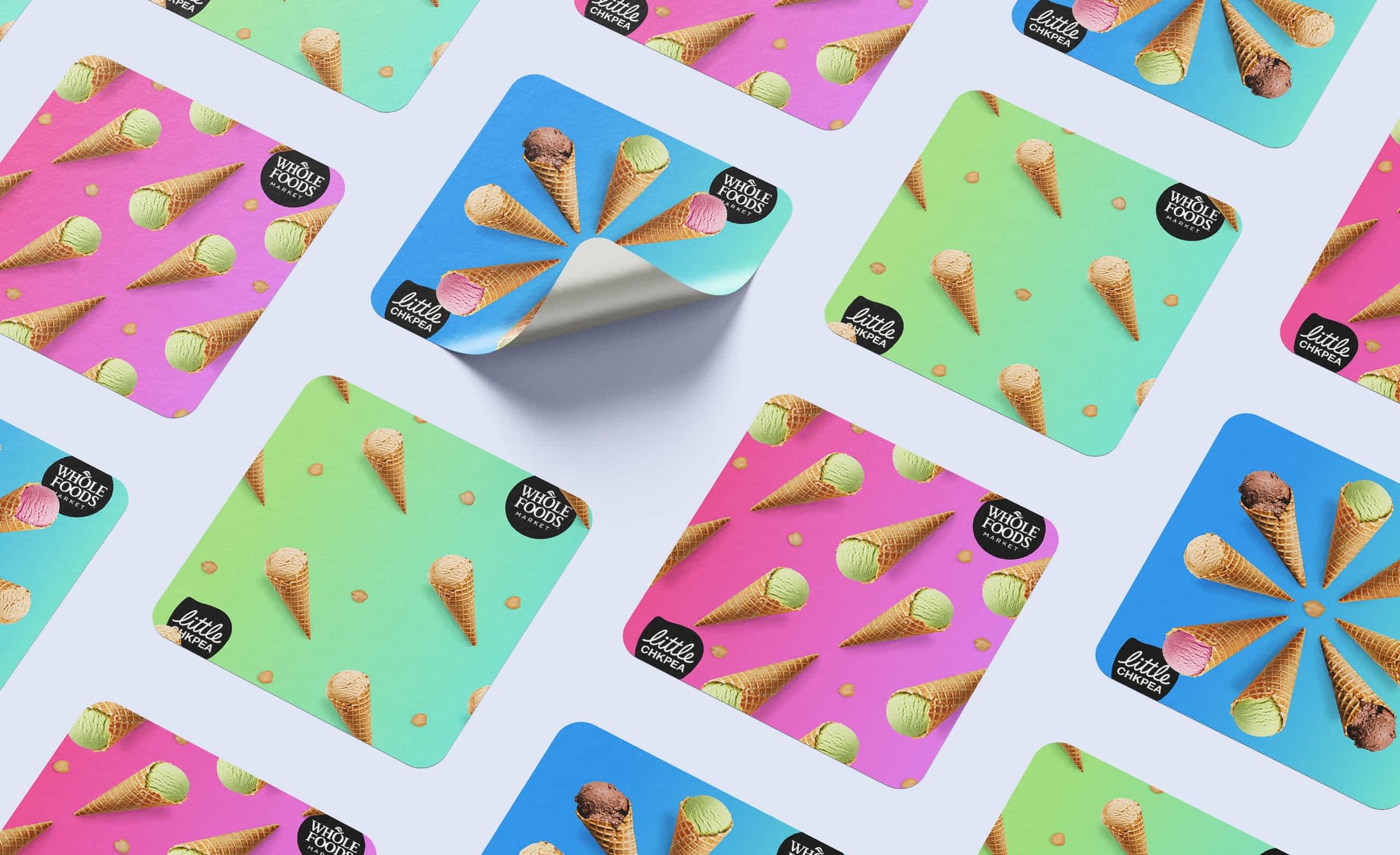 branded stickers for little chickpea ice cream feature photographic collage