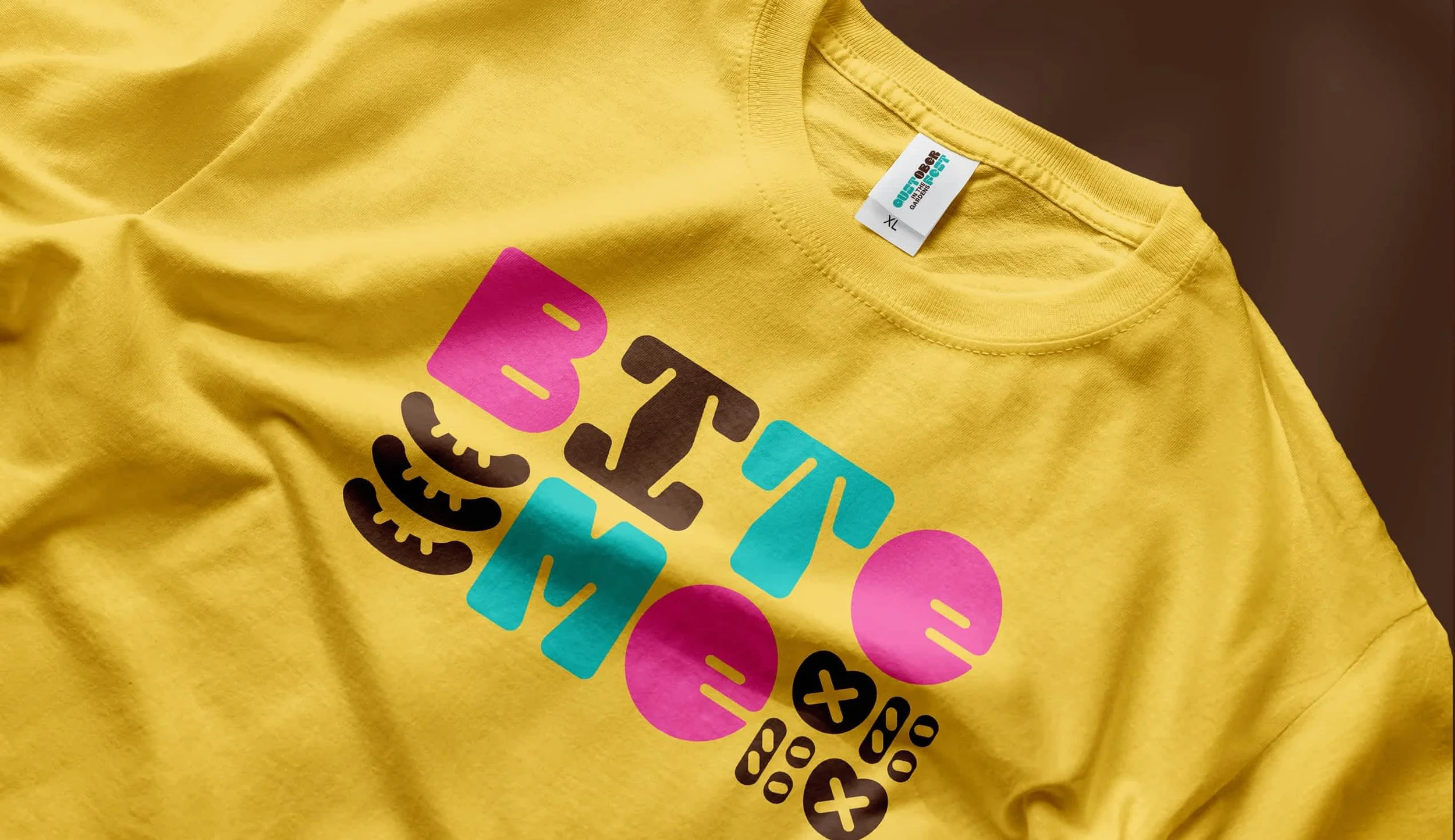 octoberfest festival t-shirt says bite me with food icons
