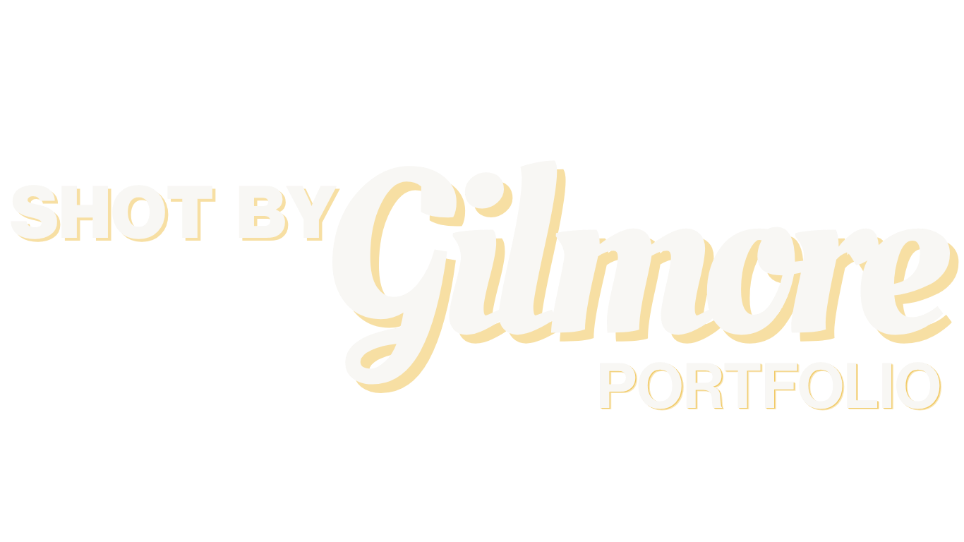 Text graphic reading 'Shot by Cilmore Portfolio' in bold white and gold letters.