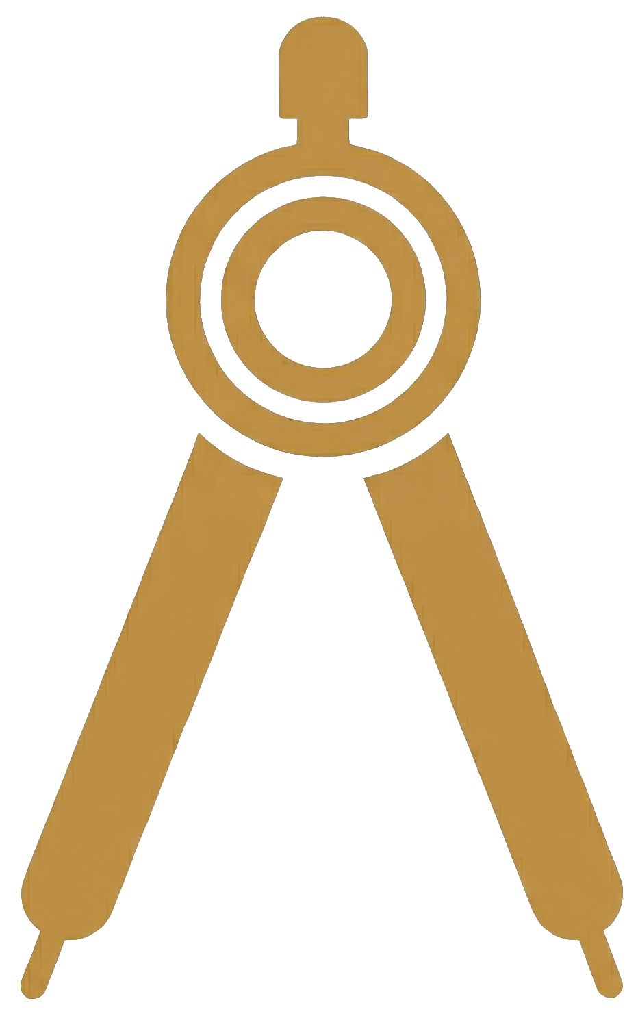 Gold architectural drafting compass logo icon representing precision custom home building by Mahfoud Construction in Atlanta, GA.