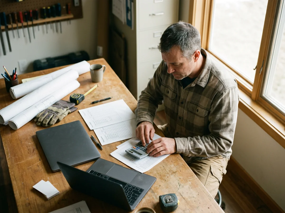 Residential contractor calculating an hourly labor rate from payroll records, time sheets, and project plans