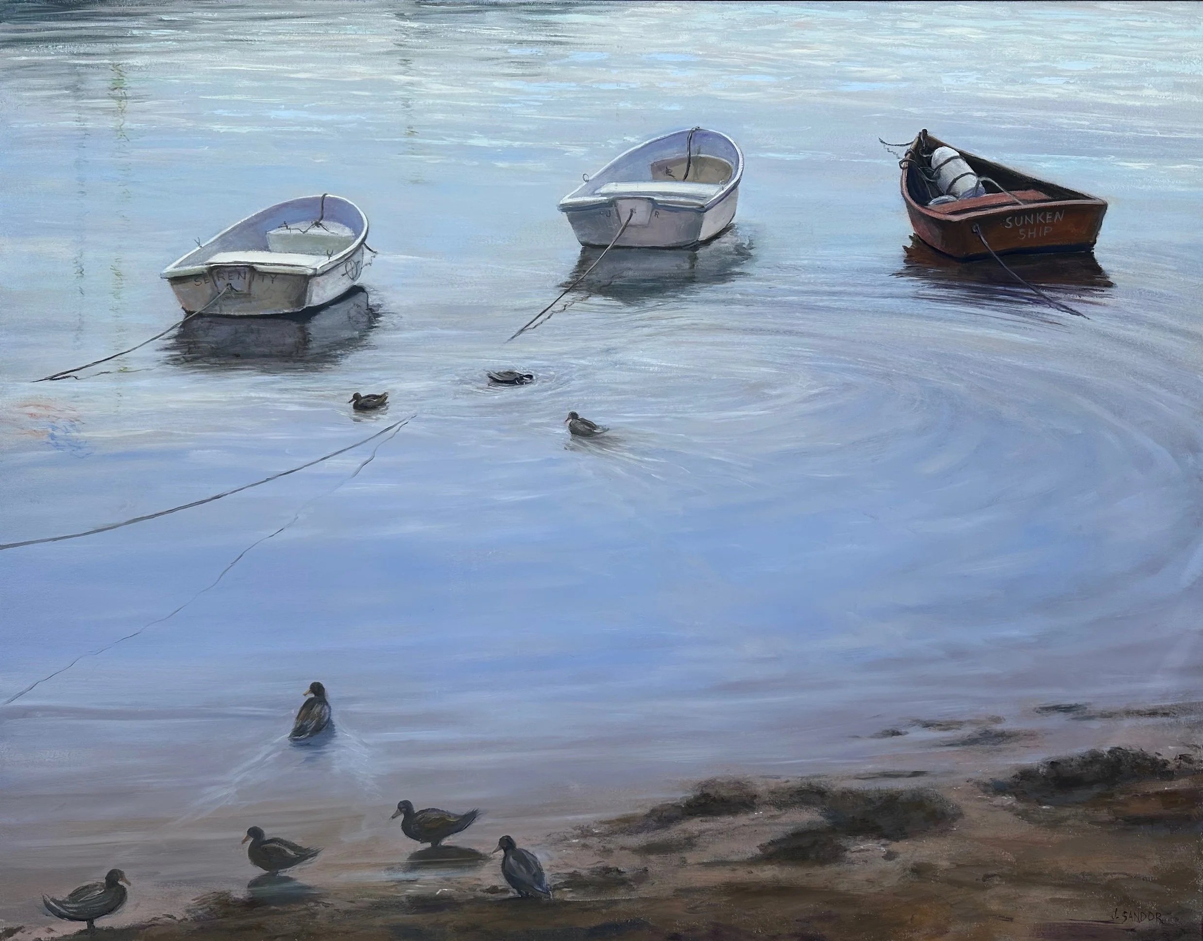Easy Street Dinghies · oil on canvas · 28 × 34 in. Private Collection