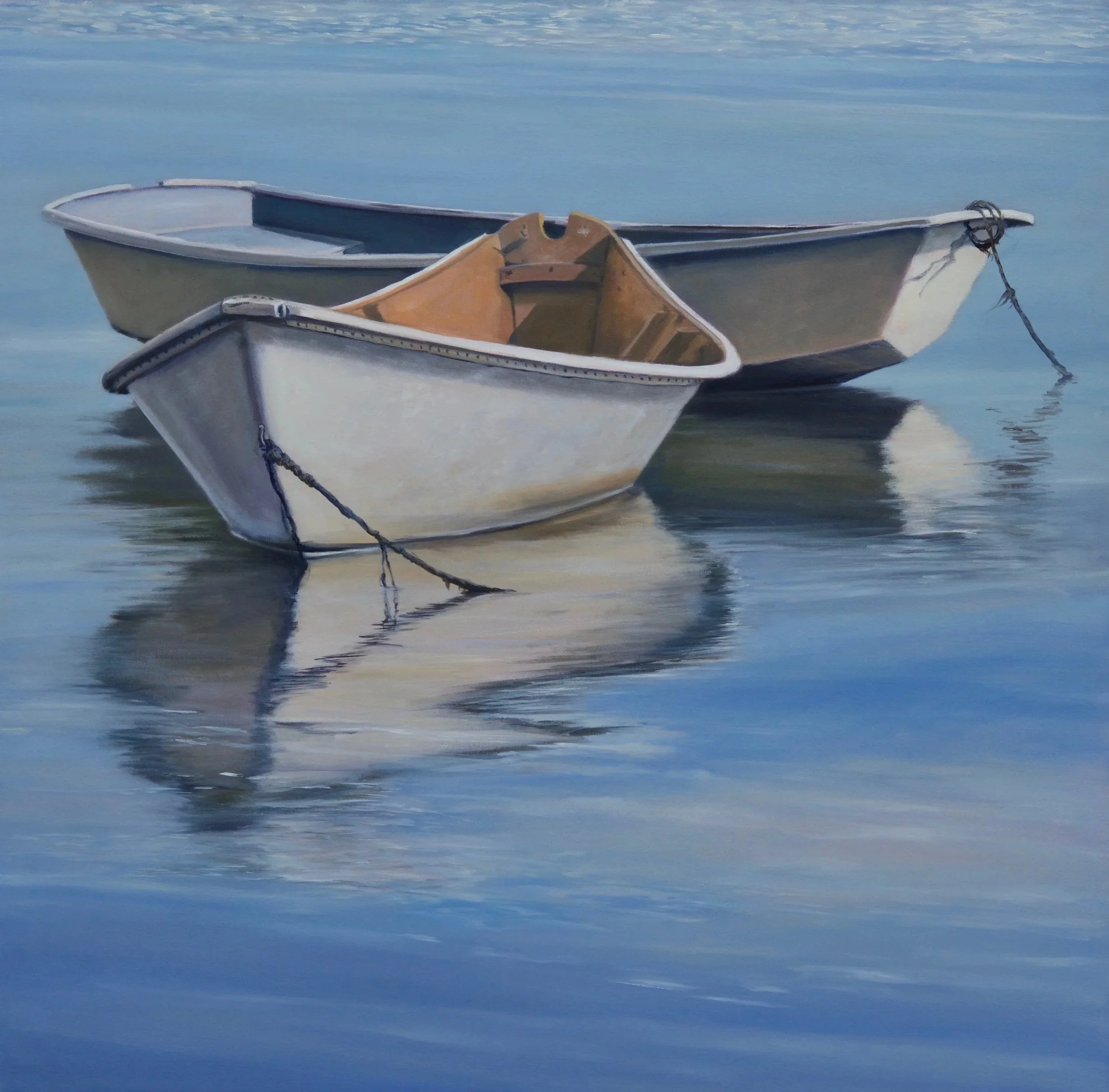 Two Dinghies · oil on linen · 30 × 30 in. Private Collection 