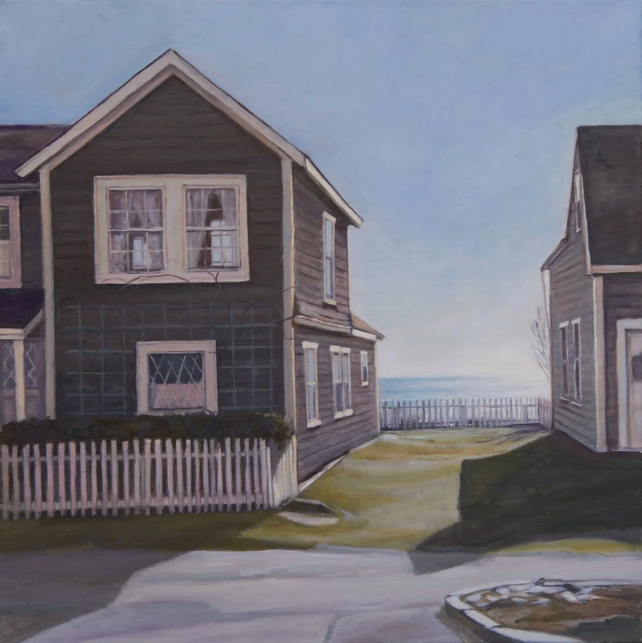 Sconset Winter · oil on linen · 18 × 18 in. $2,200