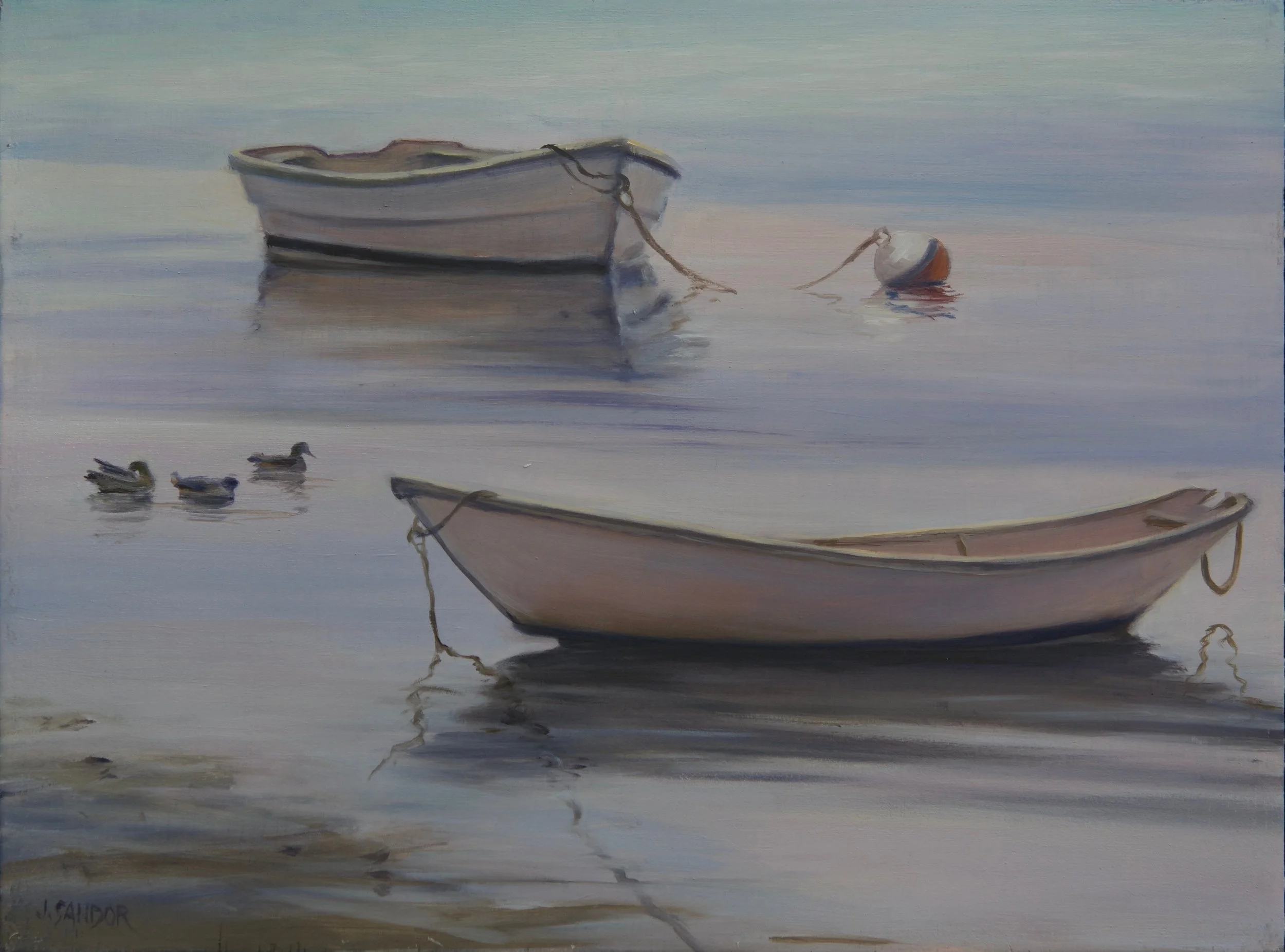 Washington Street Dinghies · oil on panel · 10 × 10 in. Private Collection 