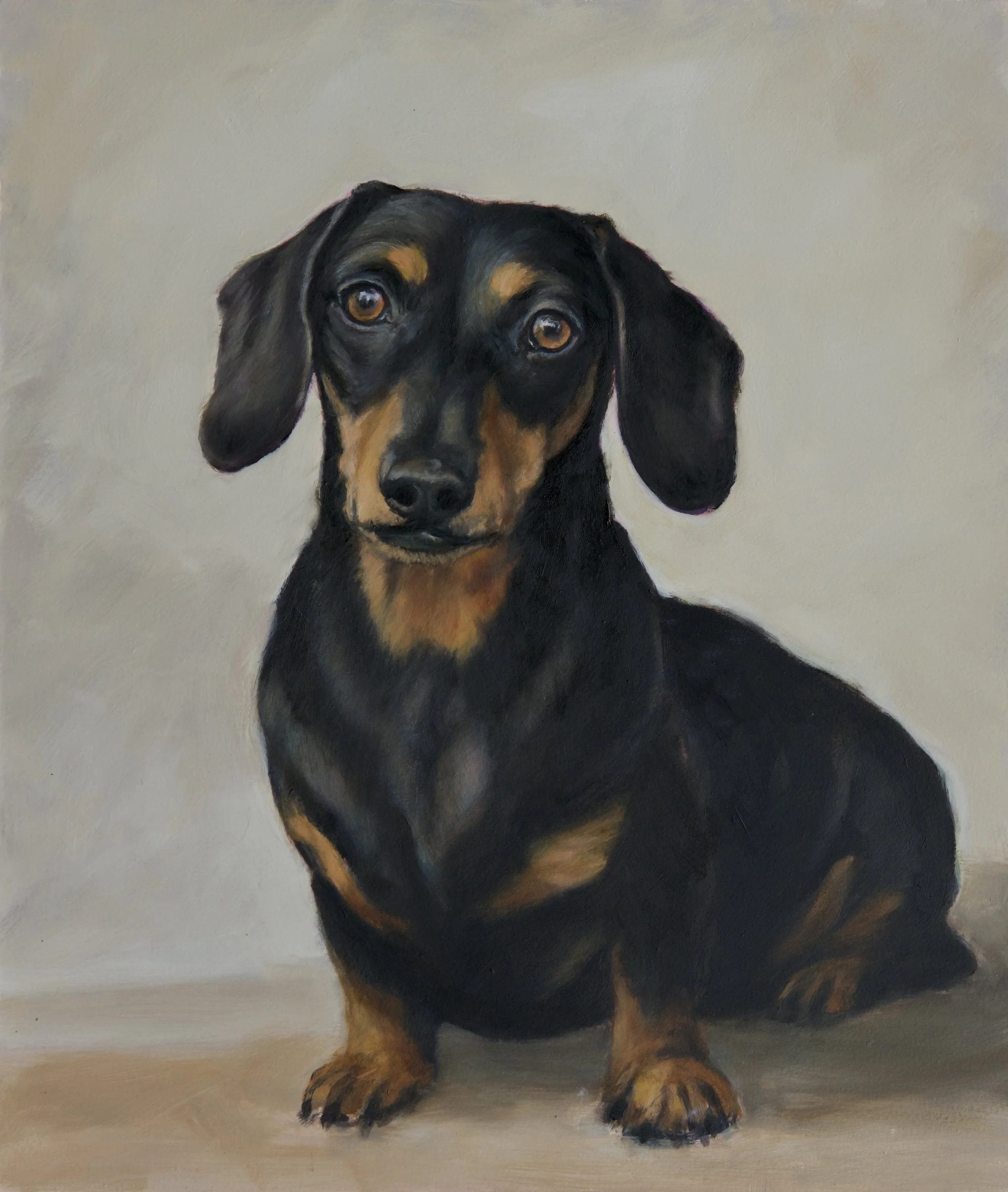 Dachshund · oil on panel · 12 × 14 in. Private Collection