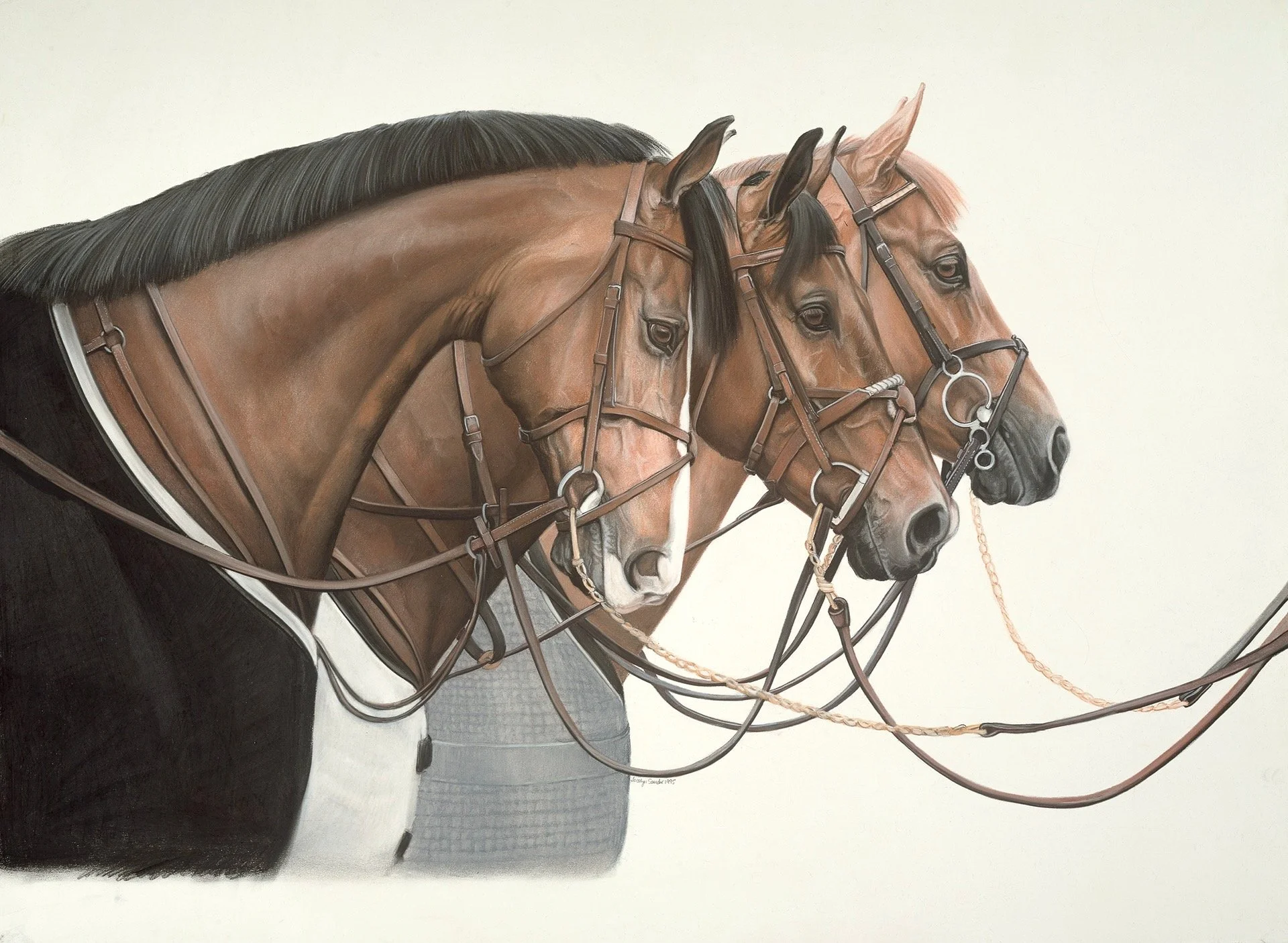 Three Jumpers · conte crayon drawing · 20 × 30 in. Collection of the Artist