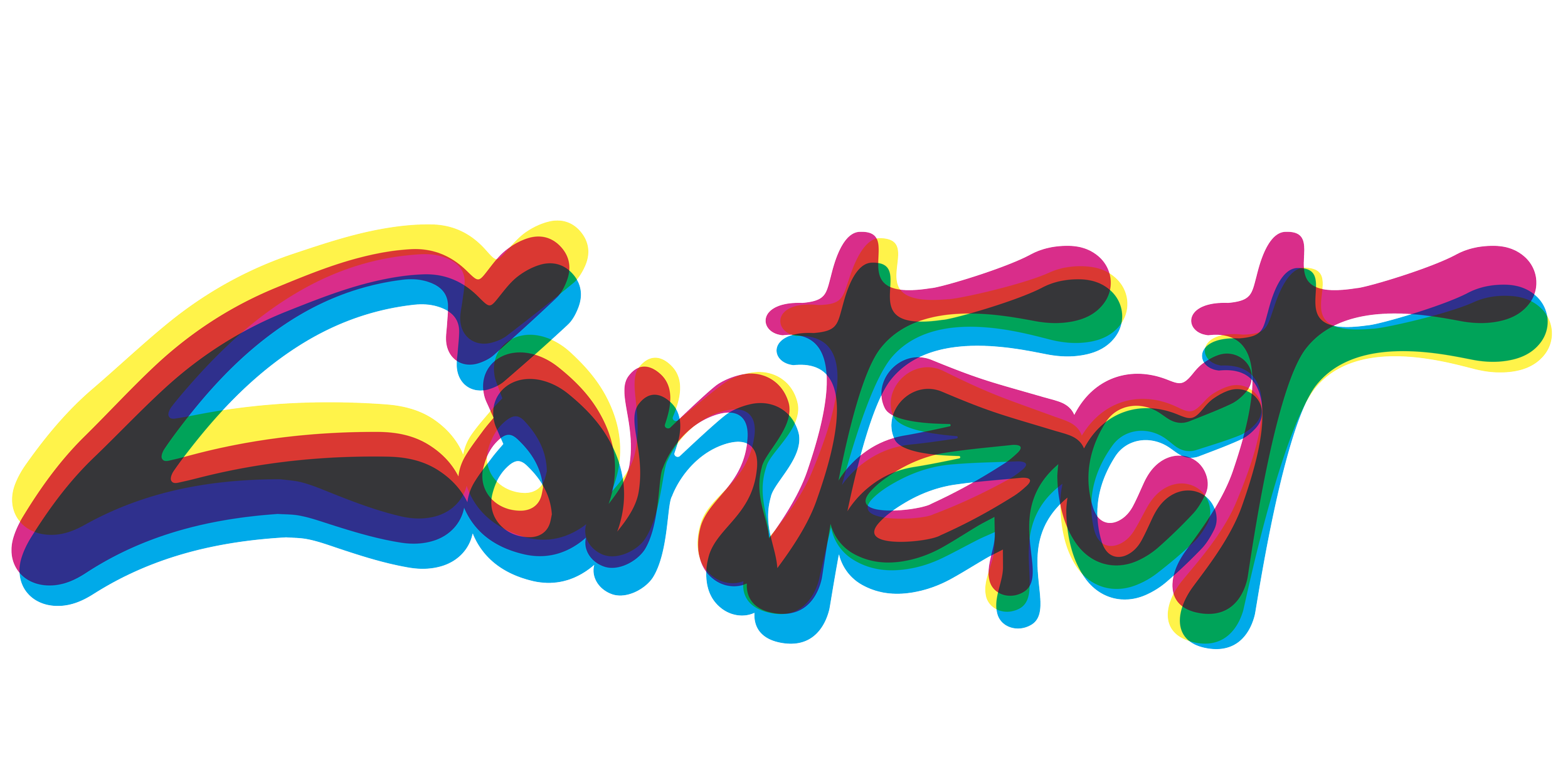 Colorful, stylized text spelling 'Love' with rainbow-like outlines on a black background.