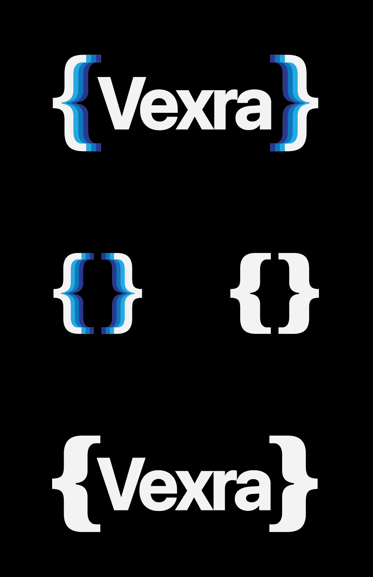 Vexra logo with stylized braces and the word 'Vexra' in the center, on a black background.