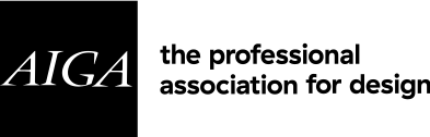 The logo of AIGA in white text on a black background.