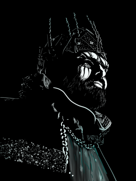 The Corrupted King- White Pencil and Digital Art