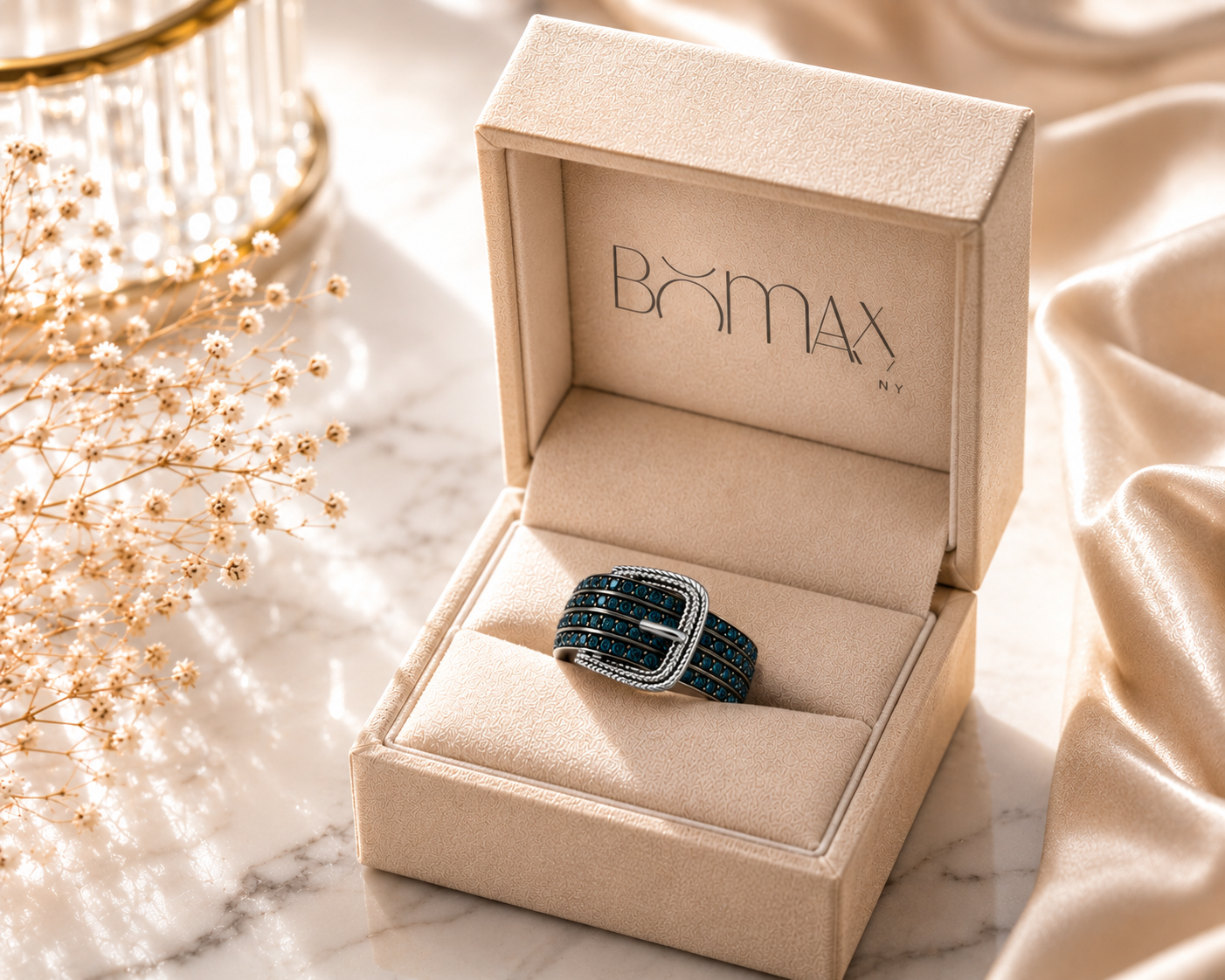 Midnight Luxe Buckle Ring