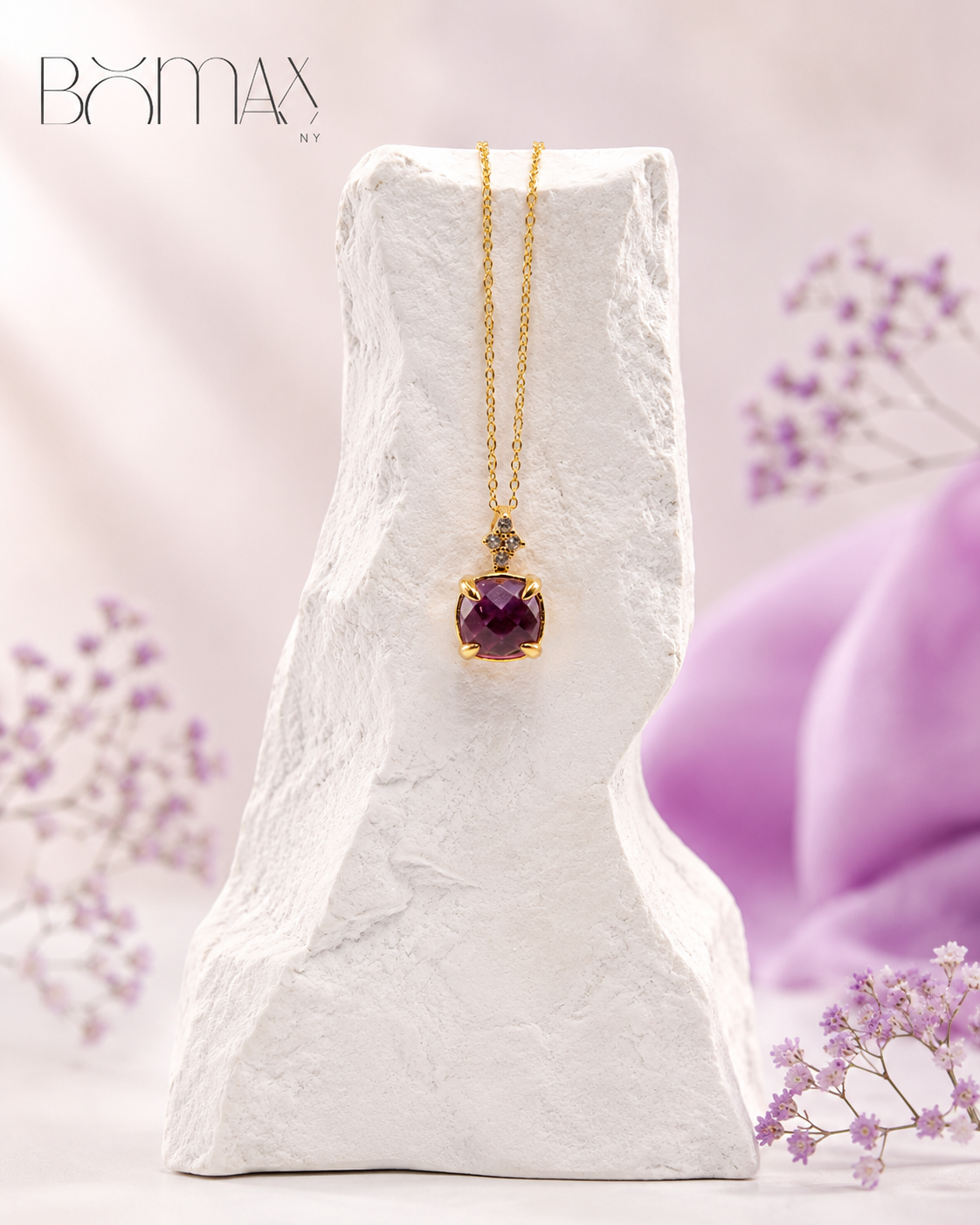 Amethyst & White Topaz Pendant Necklace