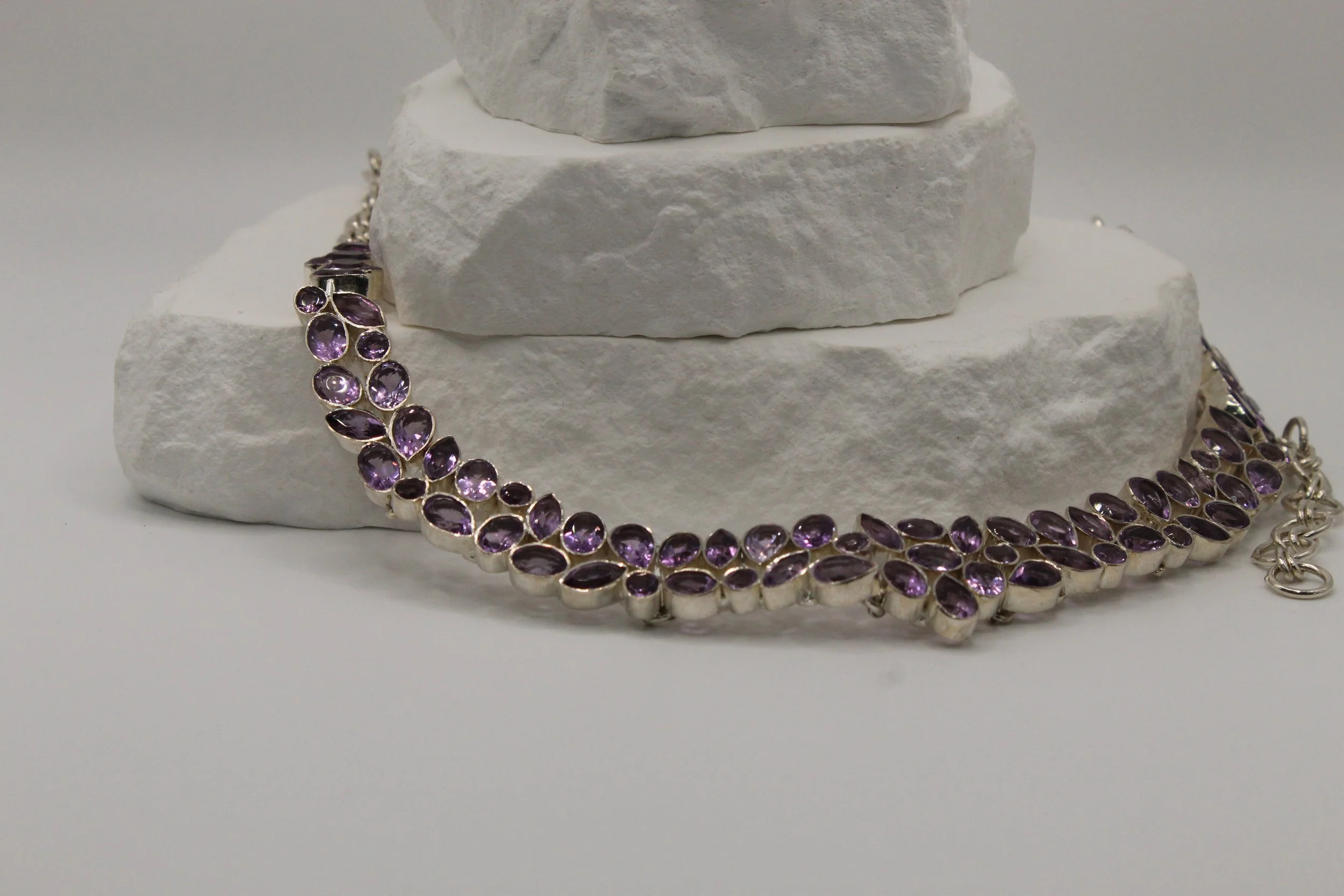 Amethyst Teardrop Statement Necklace