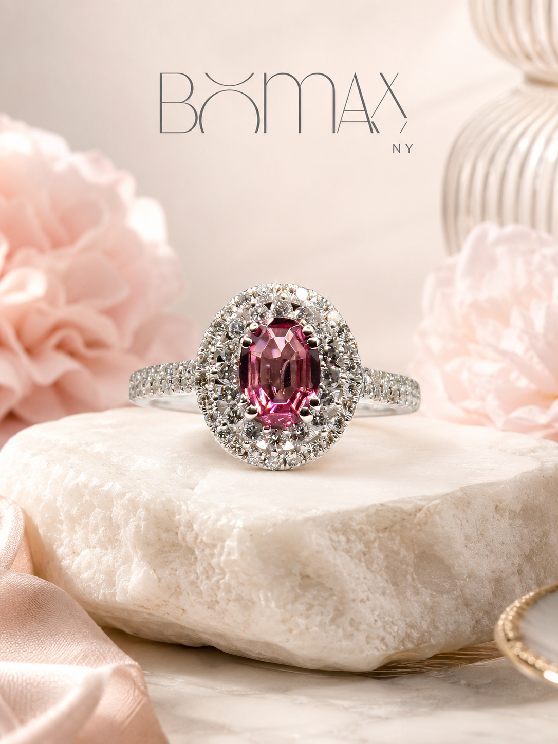 Tourmaline Diamond Halo Ring