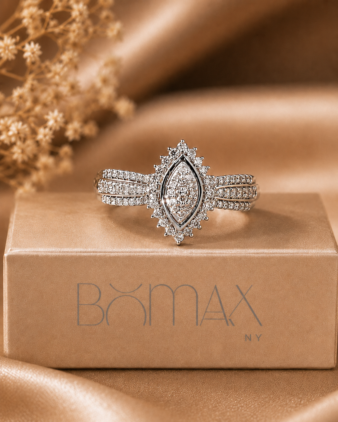 Opulent Marquise Silver Ring