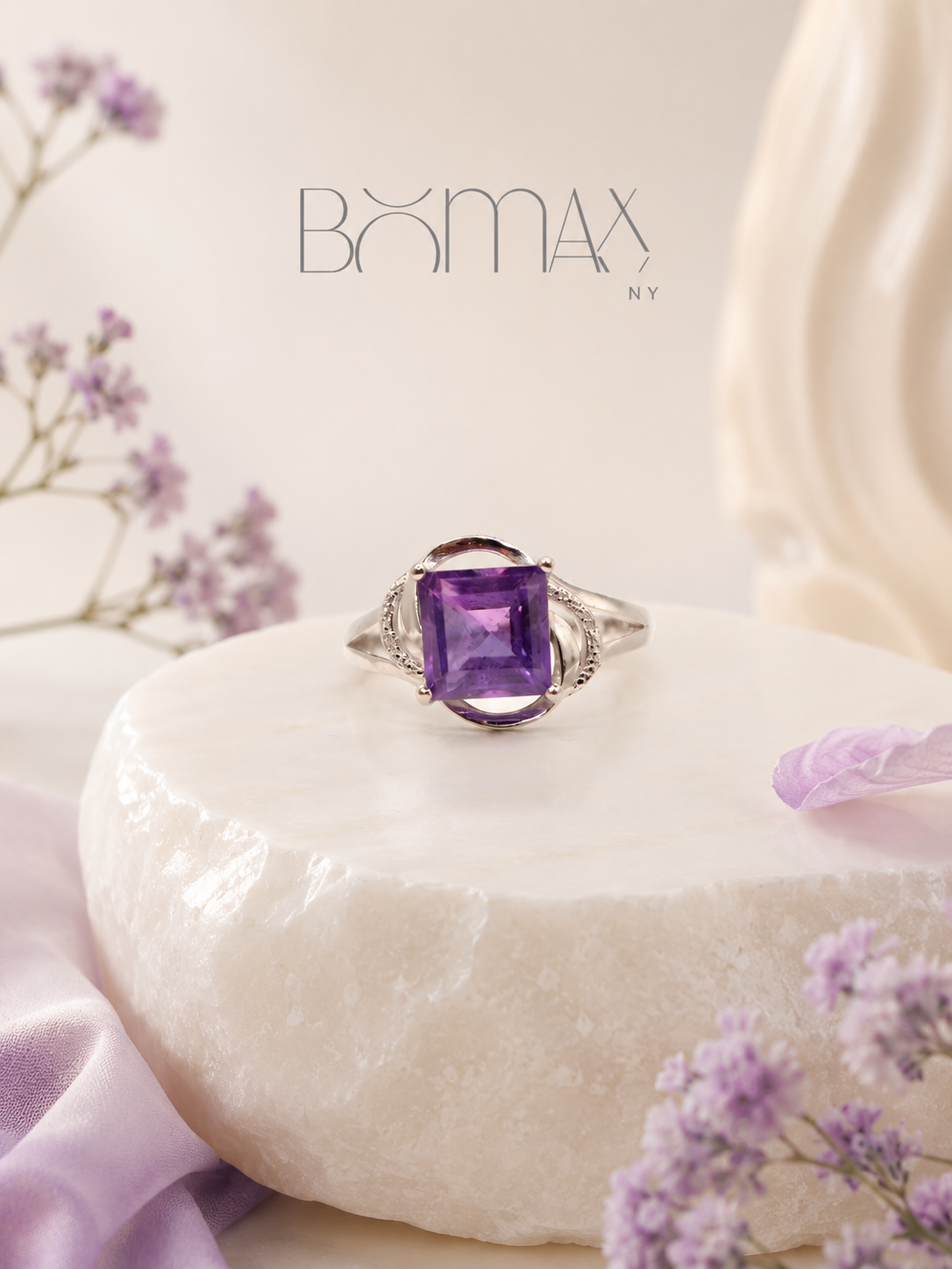 Elegant Amethyst Solitaire Ring