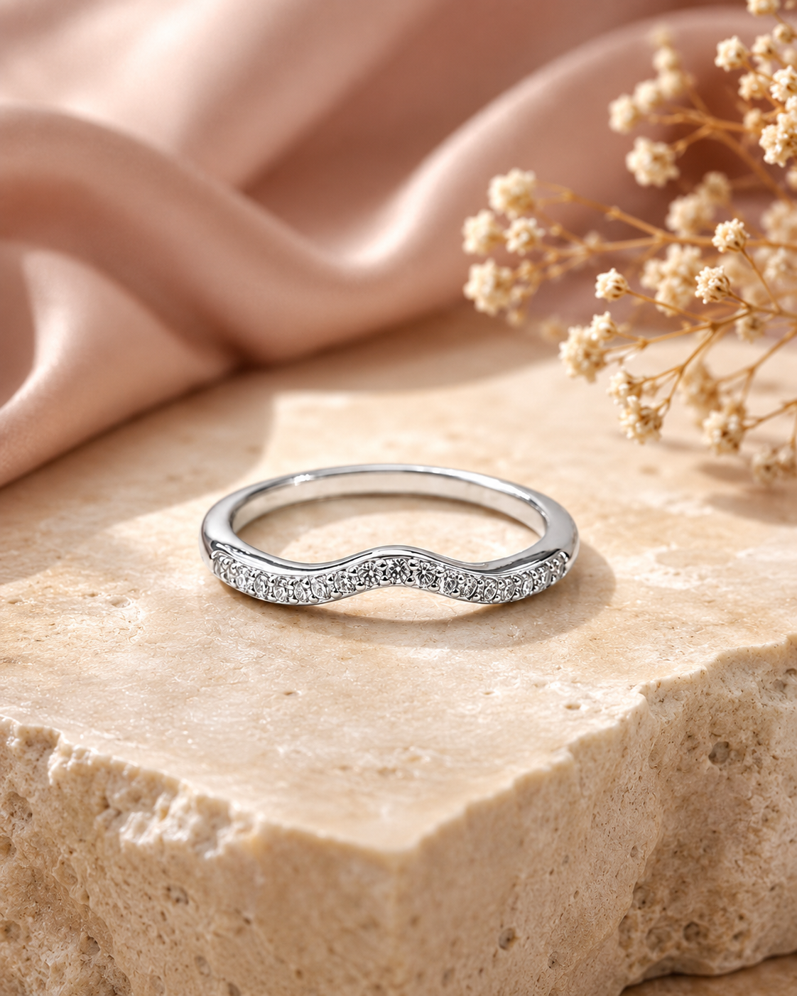 Silver Wave Spark Ring
