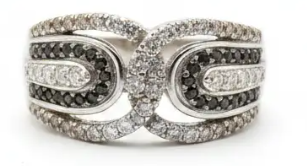 Open Circle Diamond Silver Statement Ring