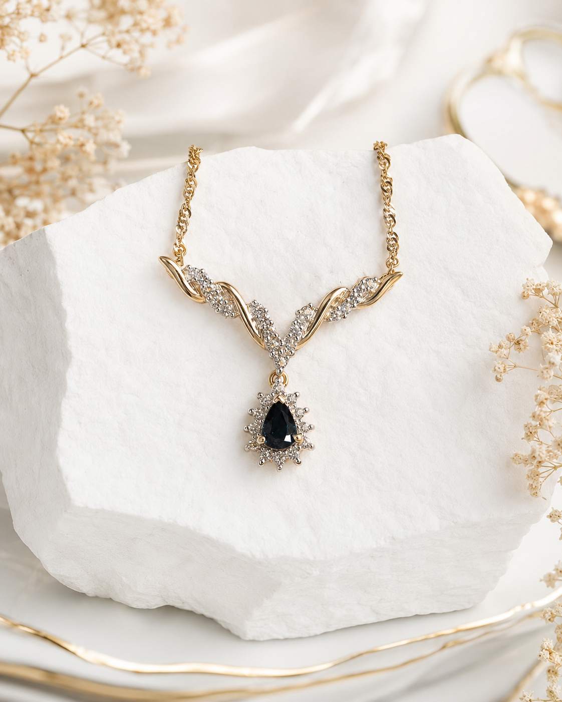 Midnight Elegance Sapphire & Diamond Necklace