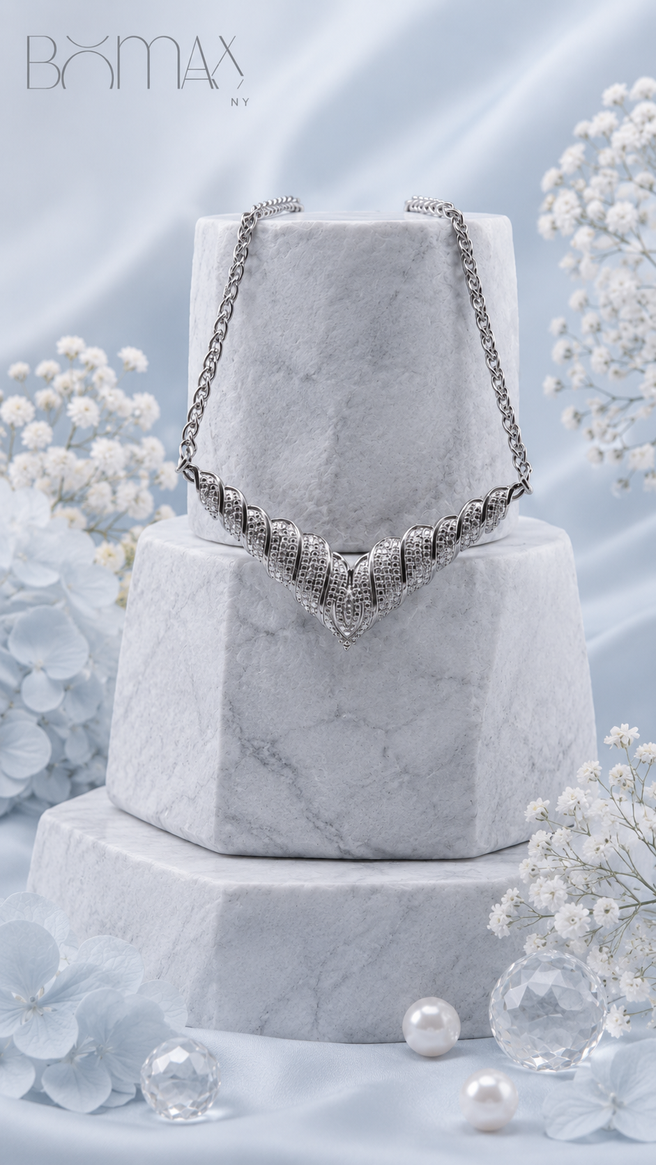 Silver Chevron Statement Necklace