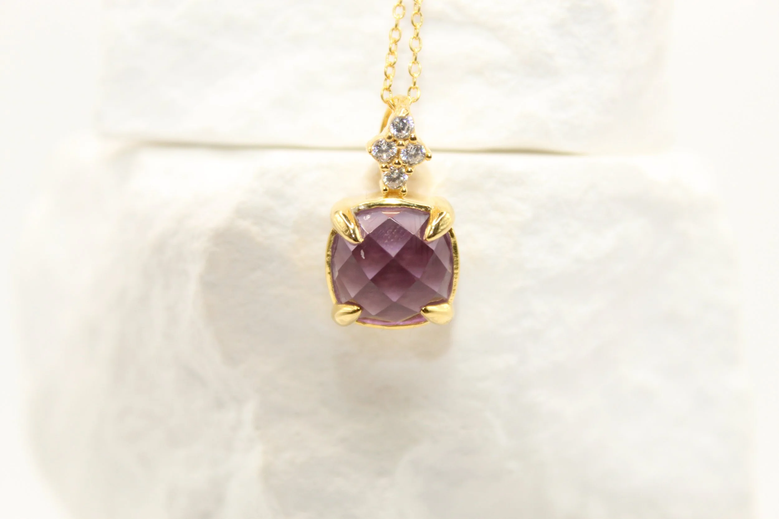 Amethyst & White Topaz Pendant Necklace