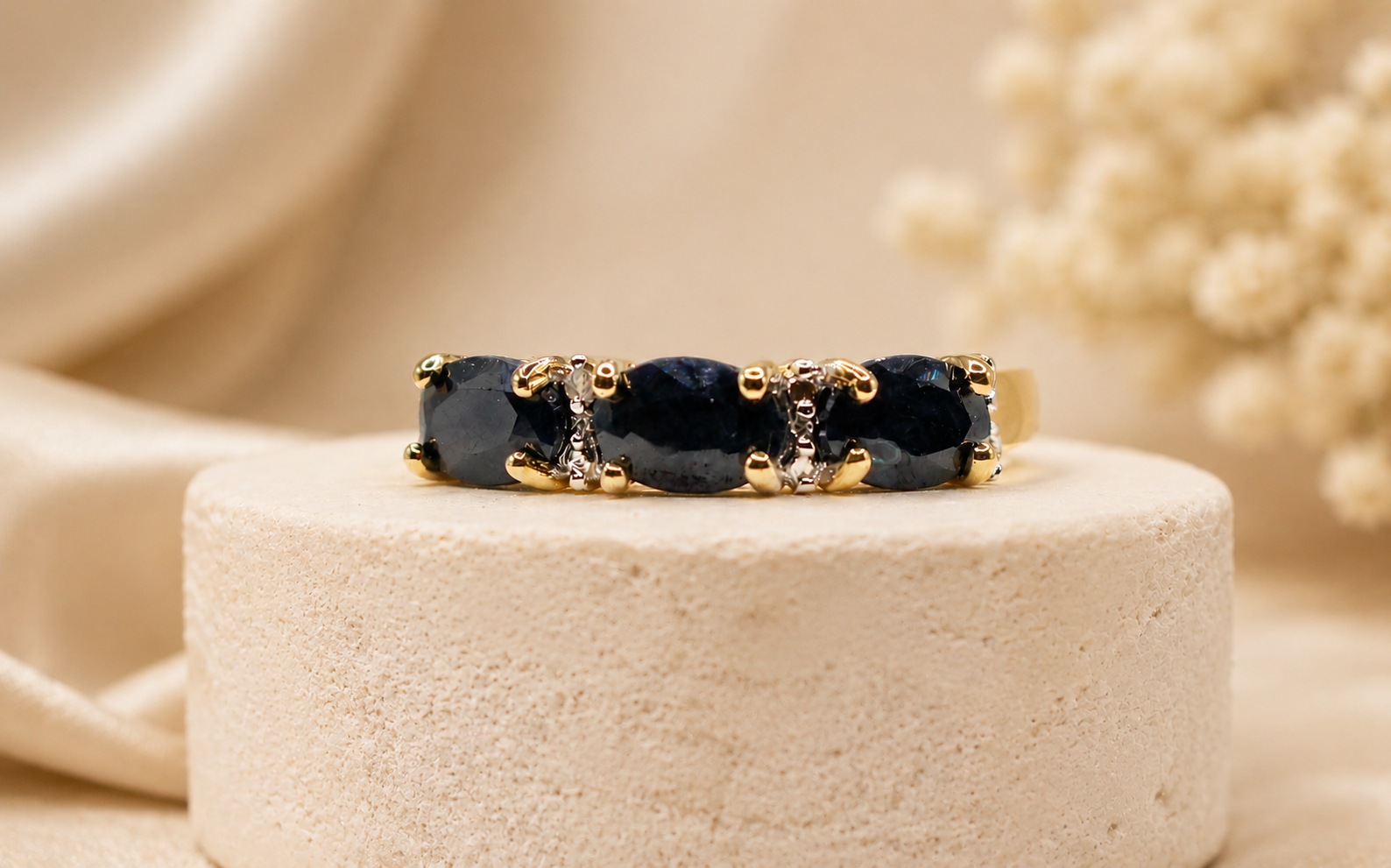 Midnight Sapphire Trilogy Ring