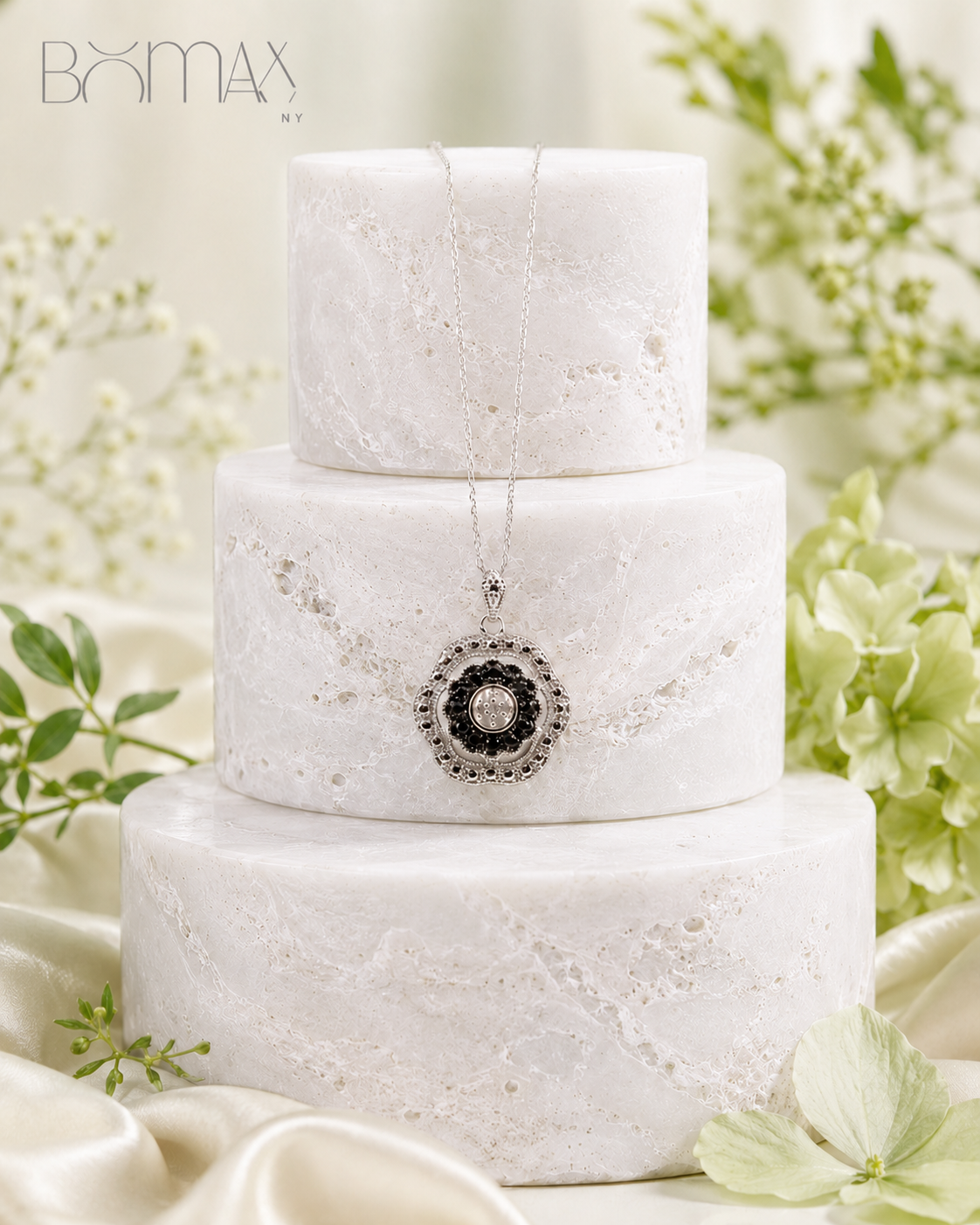 Black & White Diamond Pendant Necklace