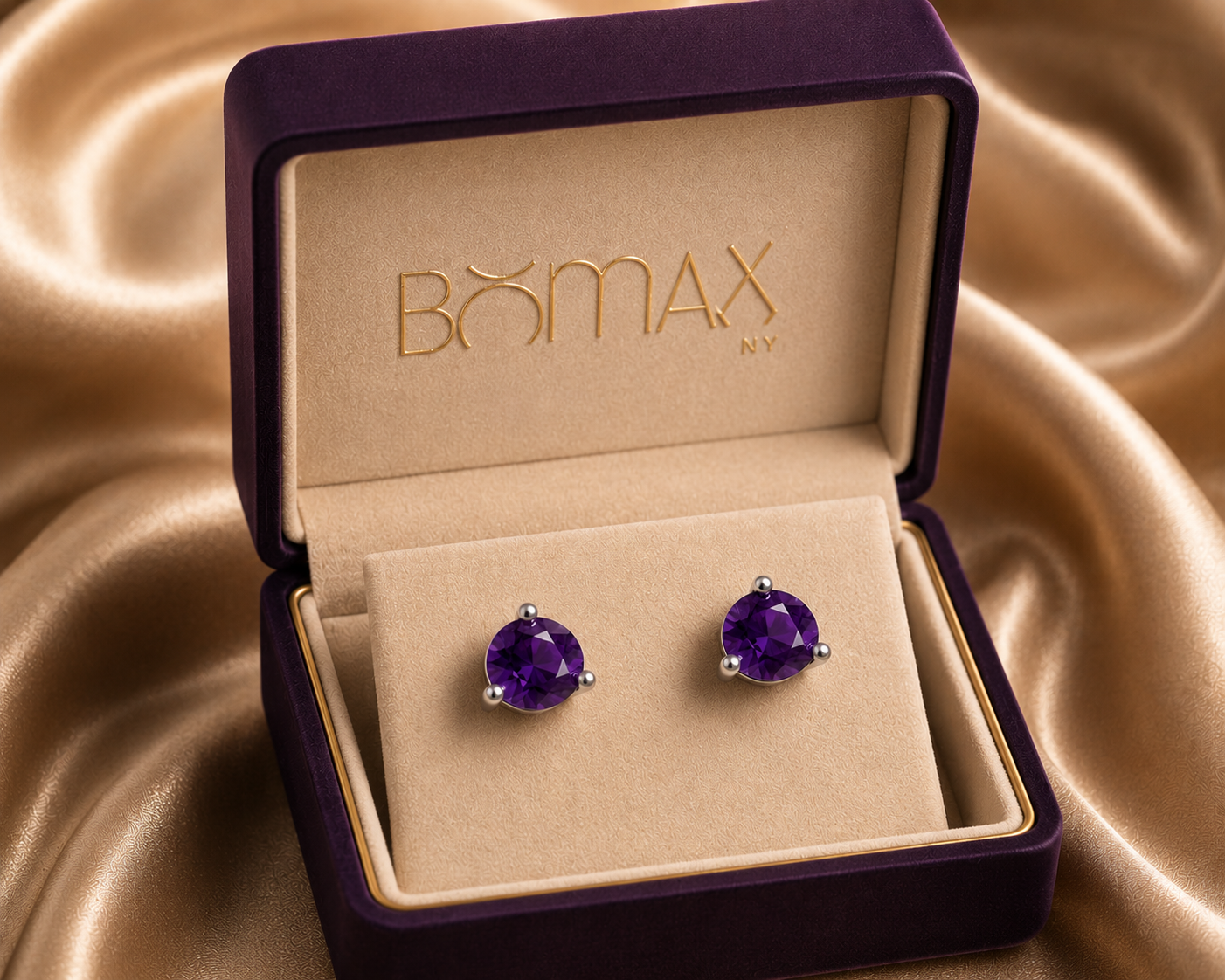 Deep Glow Amethyst Studs