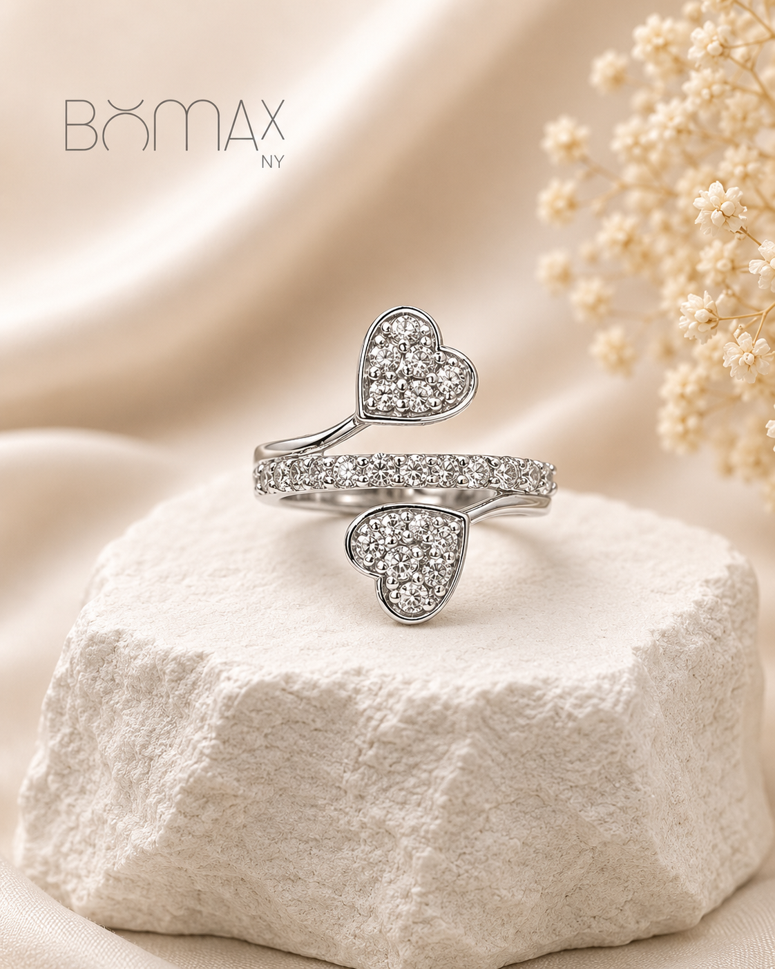 Open Heart Diamond Ring