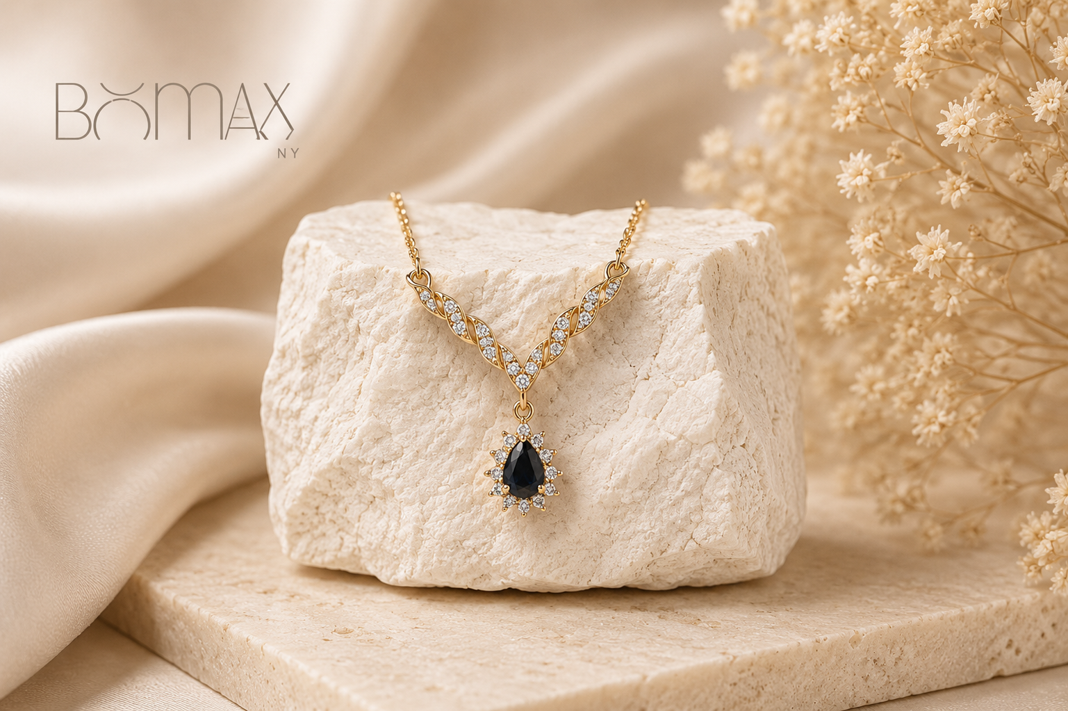Midnight Elegance Sapphire & Diamond Necklace